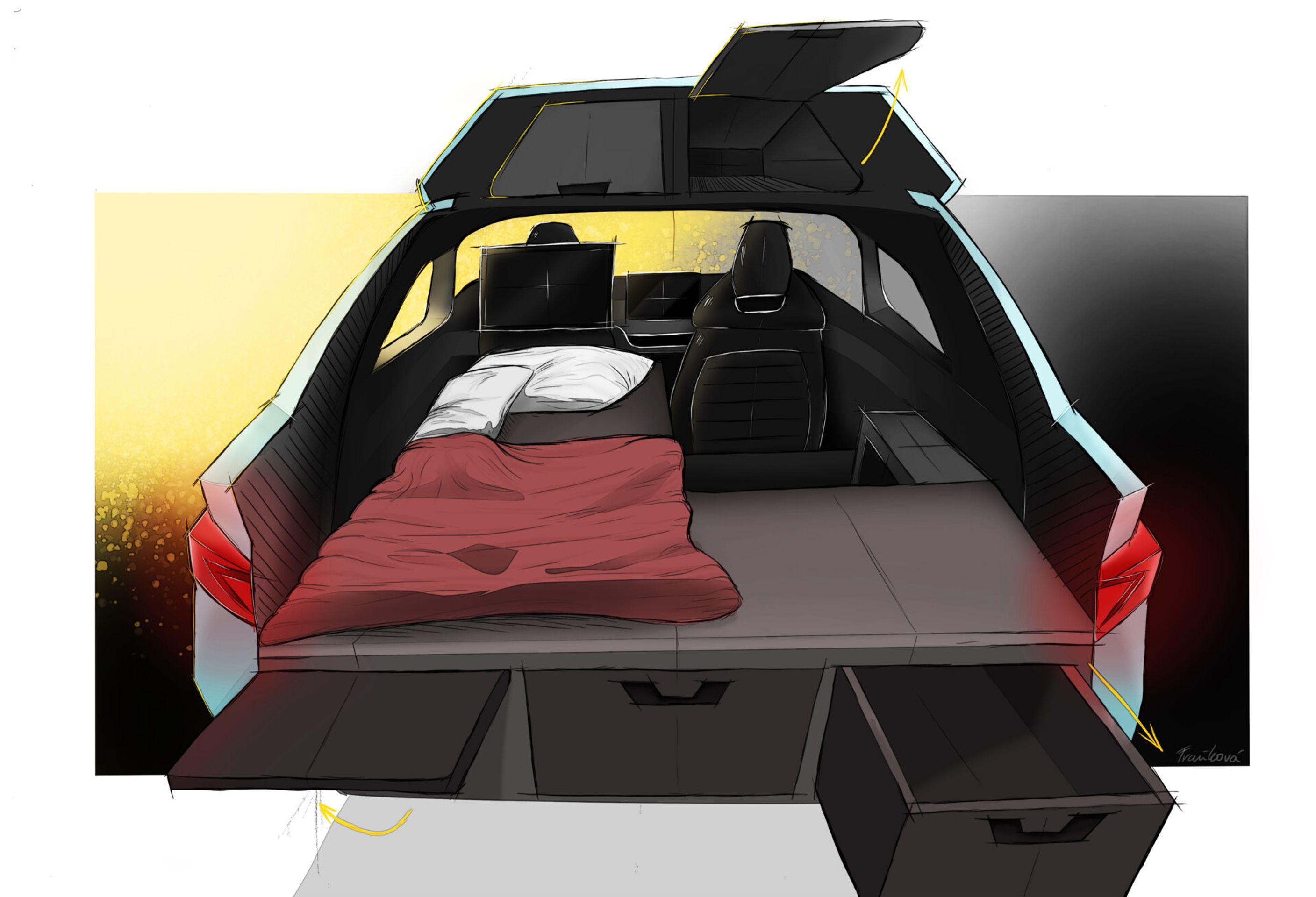Studenti ve Škodovce navrhují obytný elektromobil - Odvážný studentský koncept obytného elektromobilu Škoda Roadiaq (19/21)