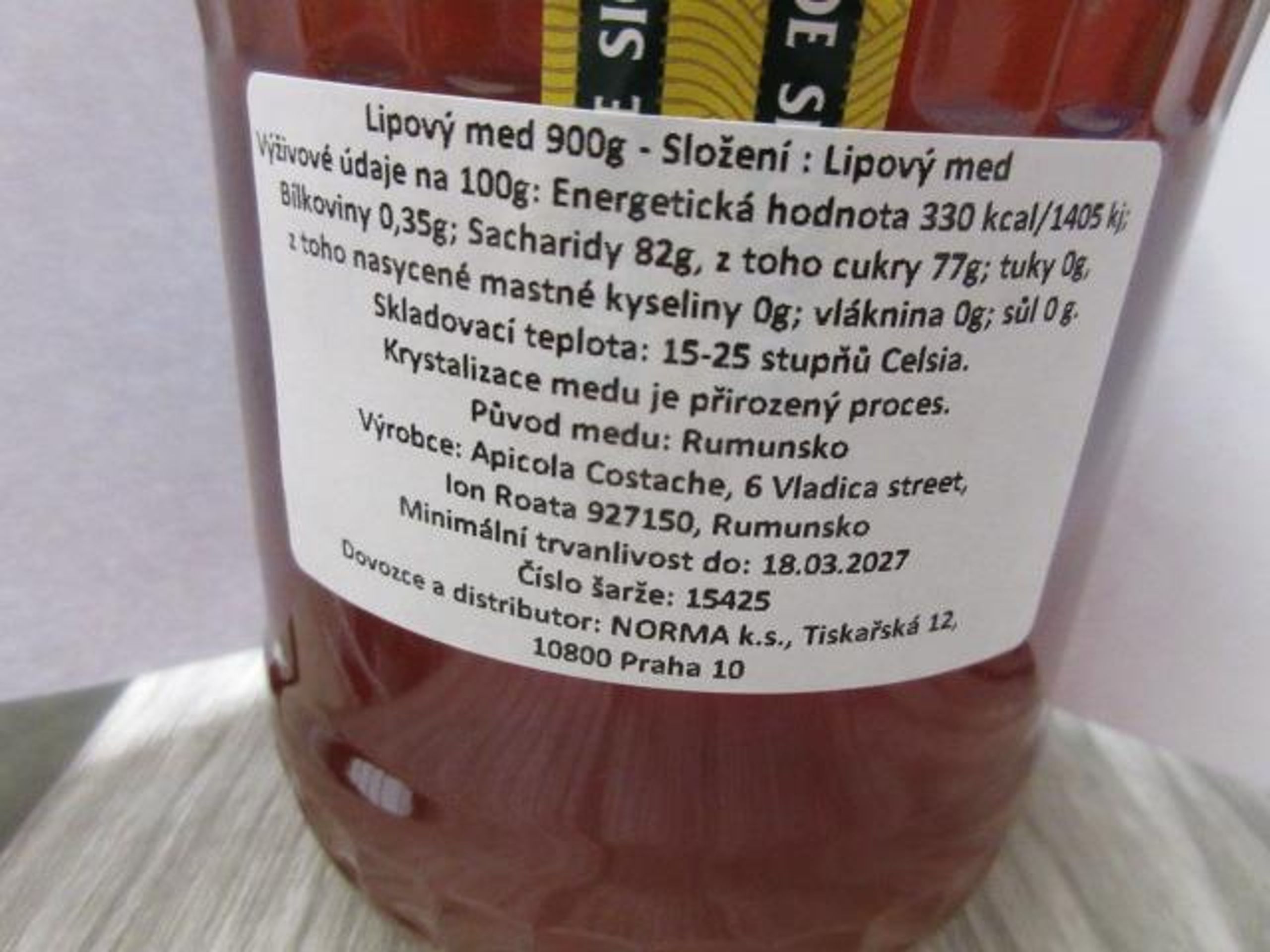 Miere de tei Mos Costache - Lipový med 900 g (3) - Závadné potraviny (5/12)
