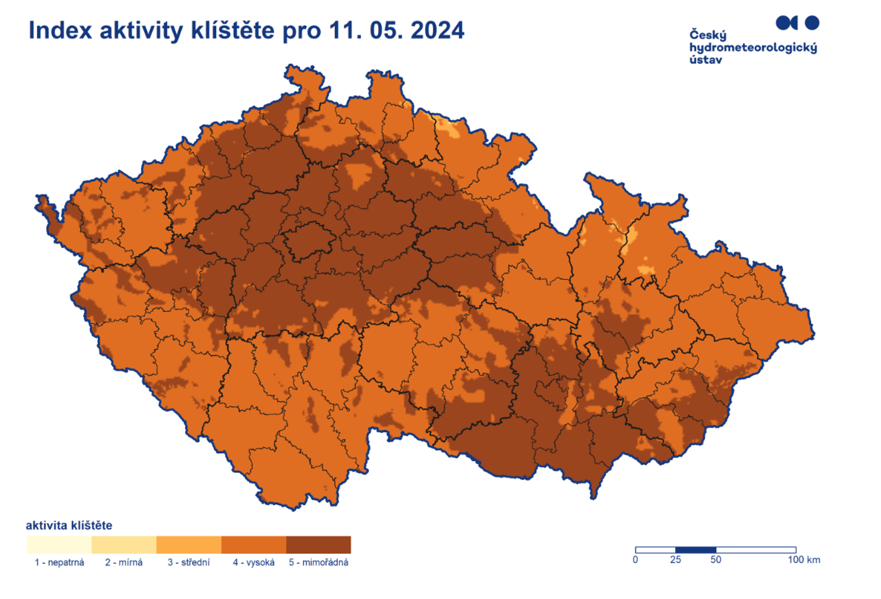 Index aktivity klíšťat pro 11. 5. - Index aktivity klíštěte (1/3)
