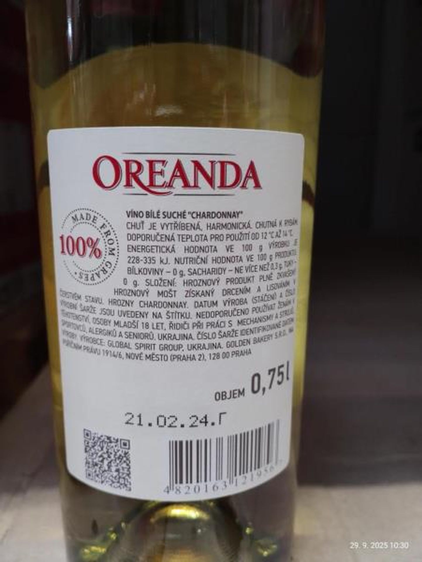 OREANDA CHARDONNAY - Závadná vína (4/4)