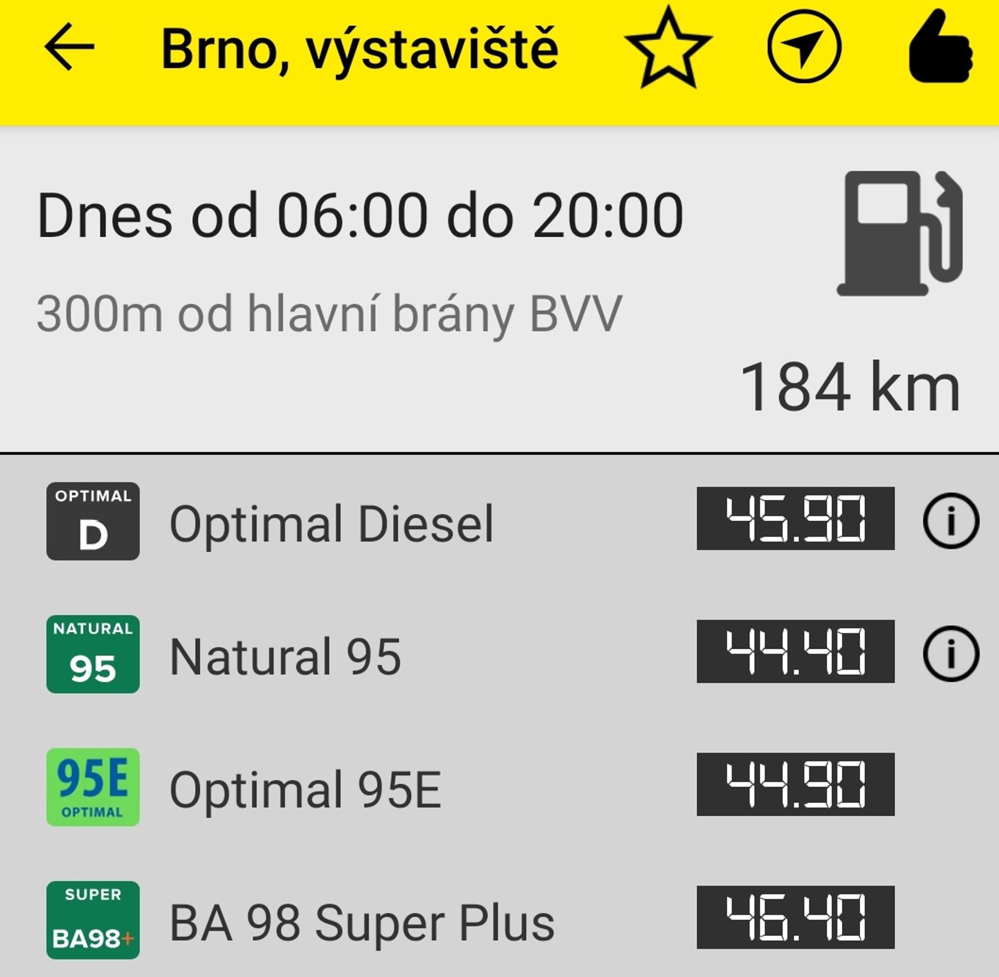 Ceny pohonných hmot - Srovnání cen EuroOil (6/6)