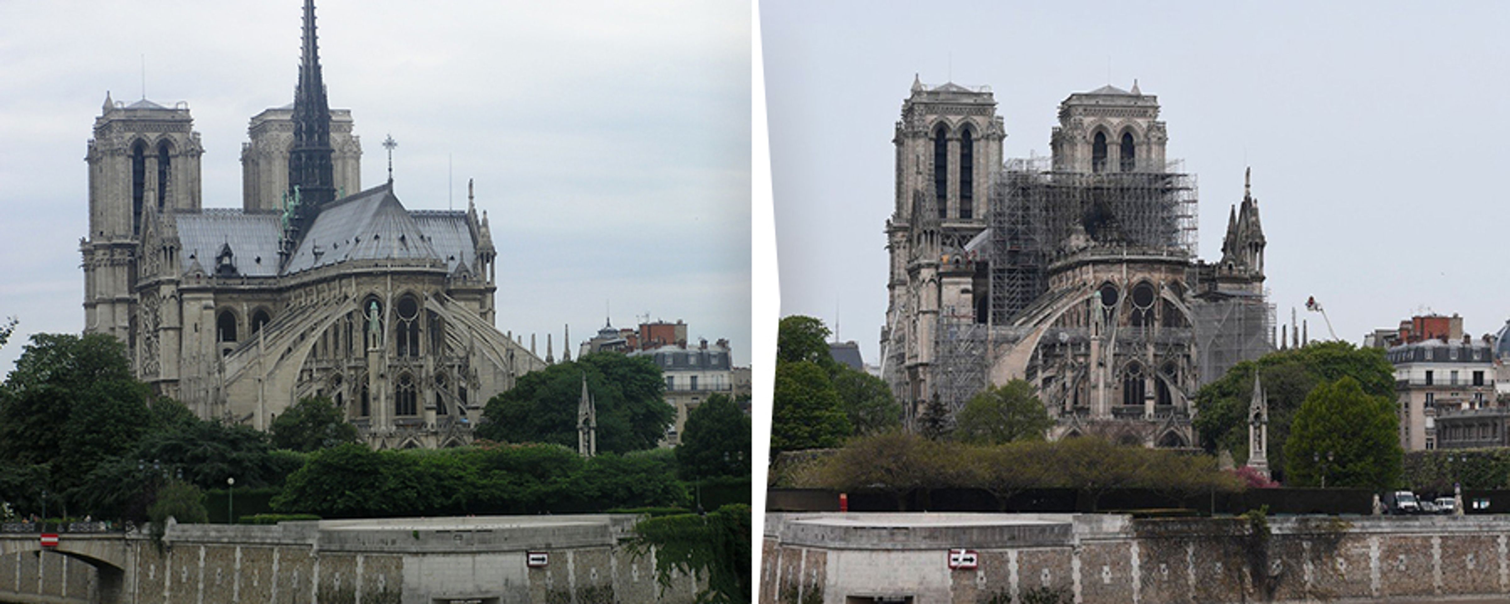 Katedrála Notre-Dame - srovnání - 4 - GALERIE: Pohled na katedrálu Notre-Dame před a po požáru (4/10)