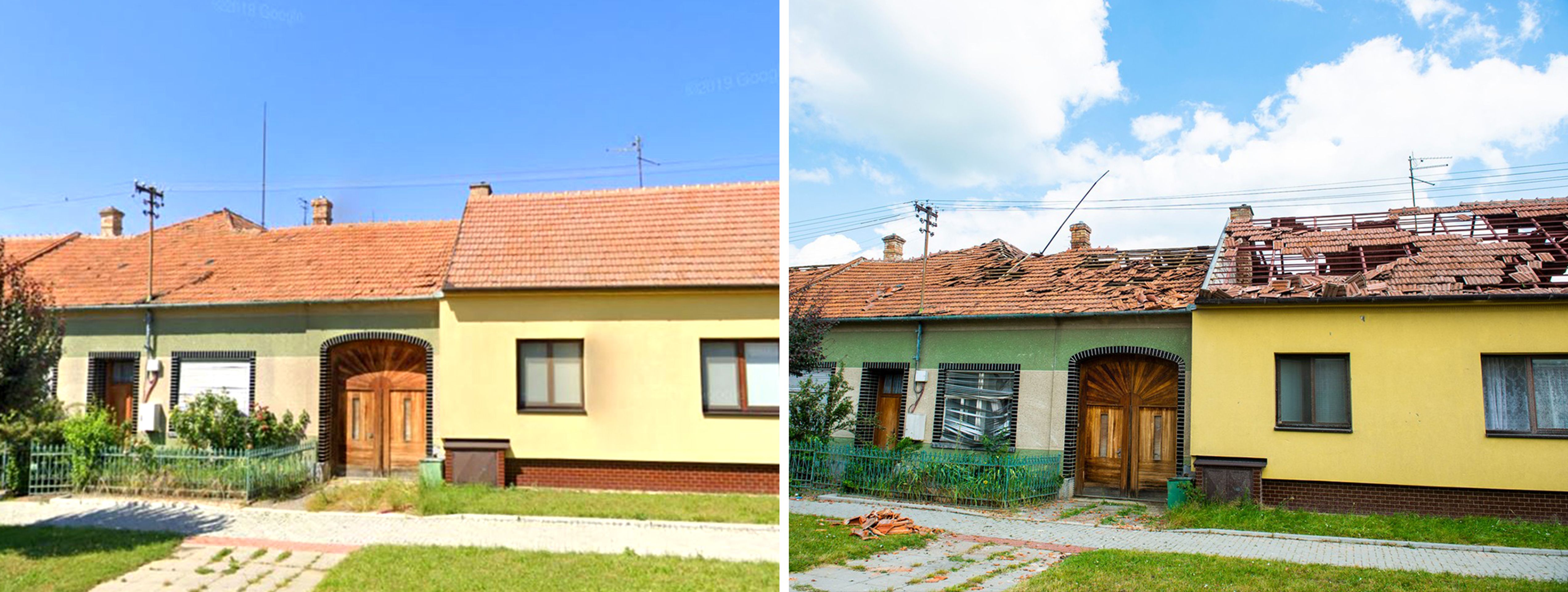 Srovnání - Tornádem zničená místa: Obec Hrušky - GALERIE: Srovnání - Tornádem zničená místa (11/13)