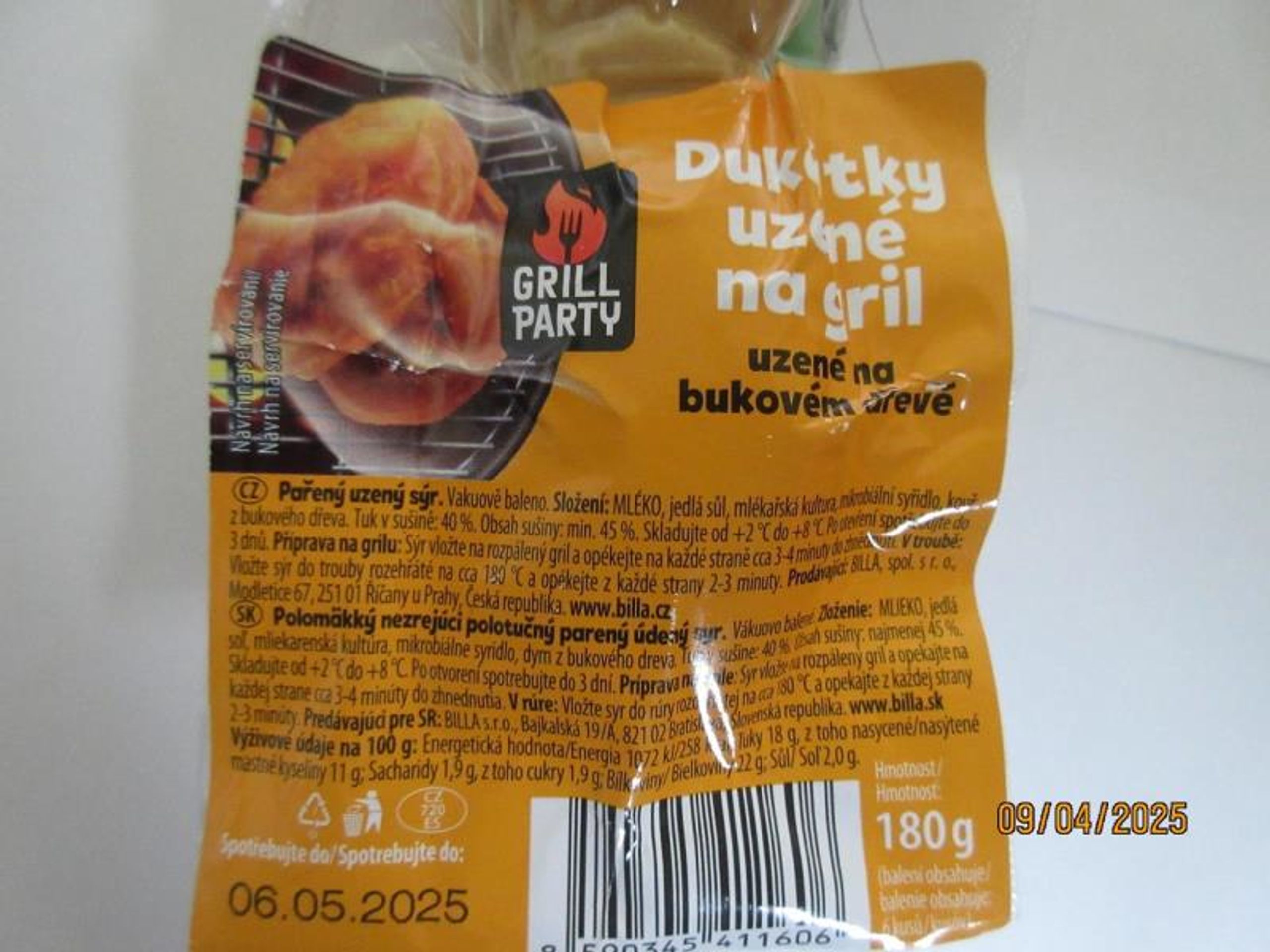 Dukátky uzené na gril, Pařený sýr uzený, GRILL Party, 180 g - Dukátky uzené na gril, Pařený sýr uzený, GRILL Party, 180 g (3/3)
