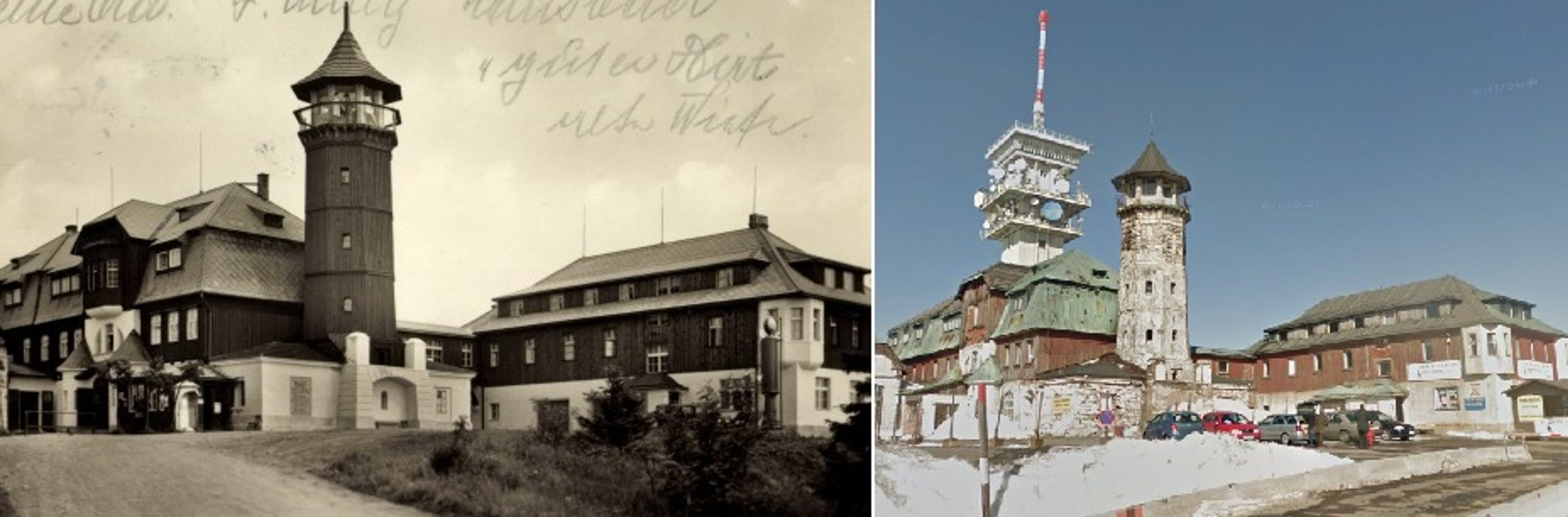 Historické fotky - Karlovarský kraj - Klínovec, rozhledna - GALERIE: Karlovarsko dříve a dnes (6/24)