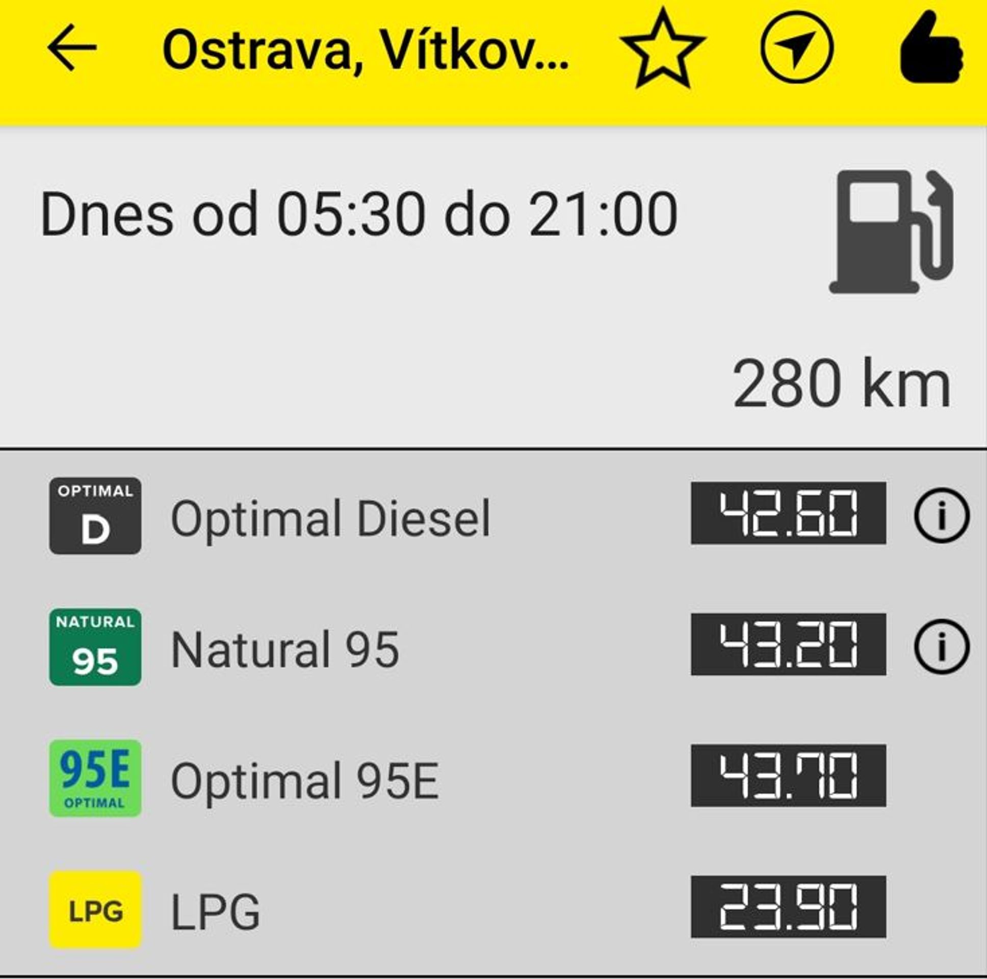 Ceny pohonných hmot - Srovnání cen EuroOil (3/6)