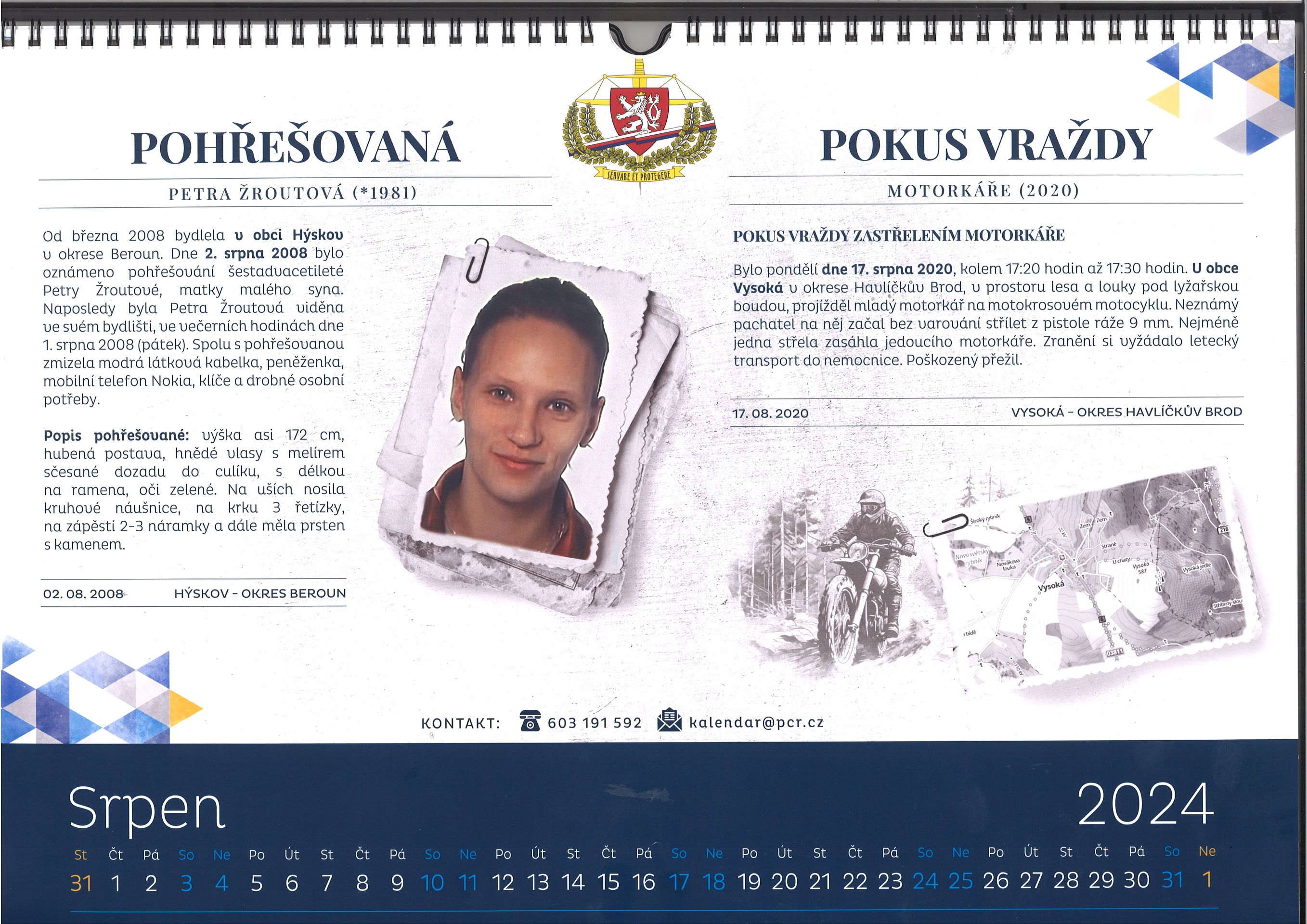 Kalendář hledaných, srpen - Kalendář nevyřešených případů (8/12)
