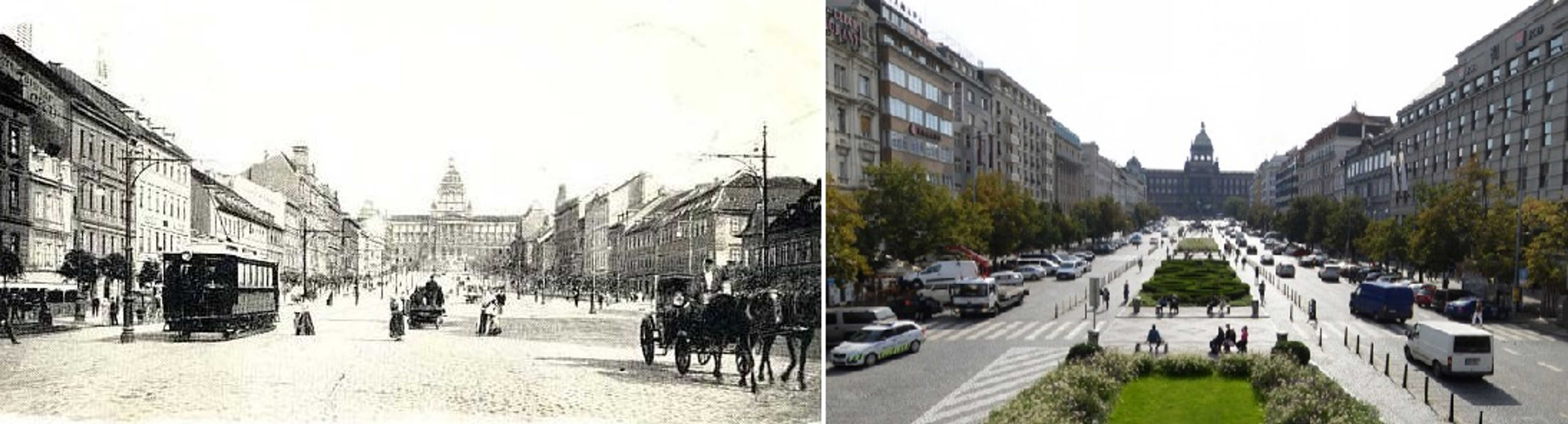 Praha dříve a dnes - Václavské náměstí - GALERIE: Praha dříve a dnes (2/23)