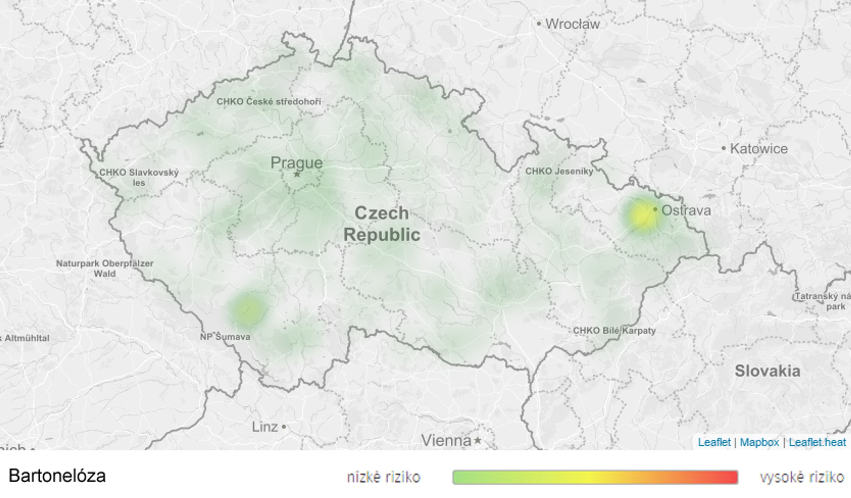 Mapa aktivity klíšťat na území České republiky - Bartonelóza - GALERIE: Mapy aktivity klíšťat na území České republiky (6/7)