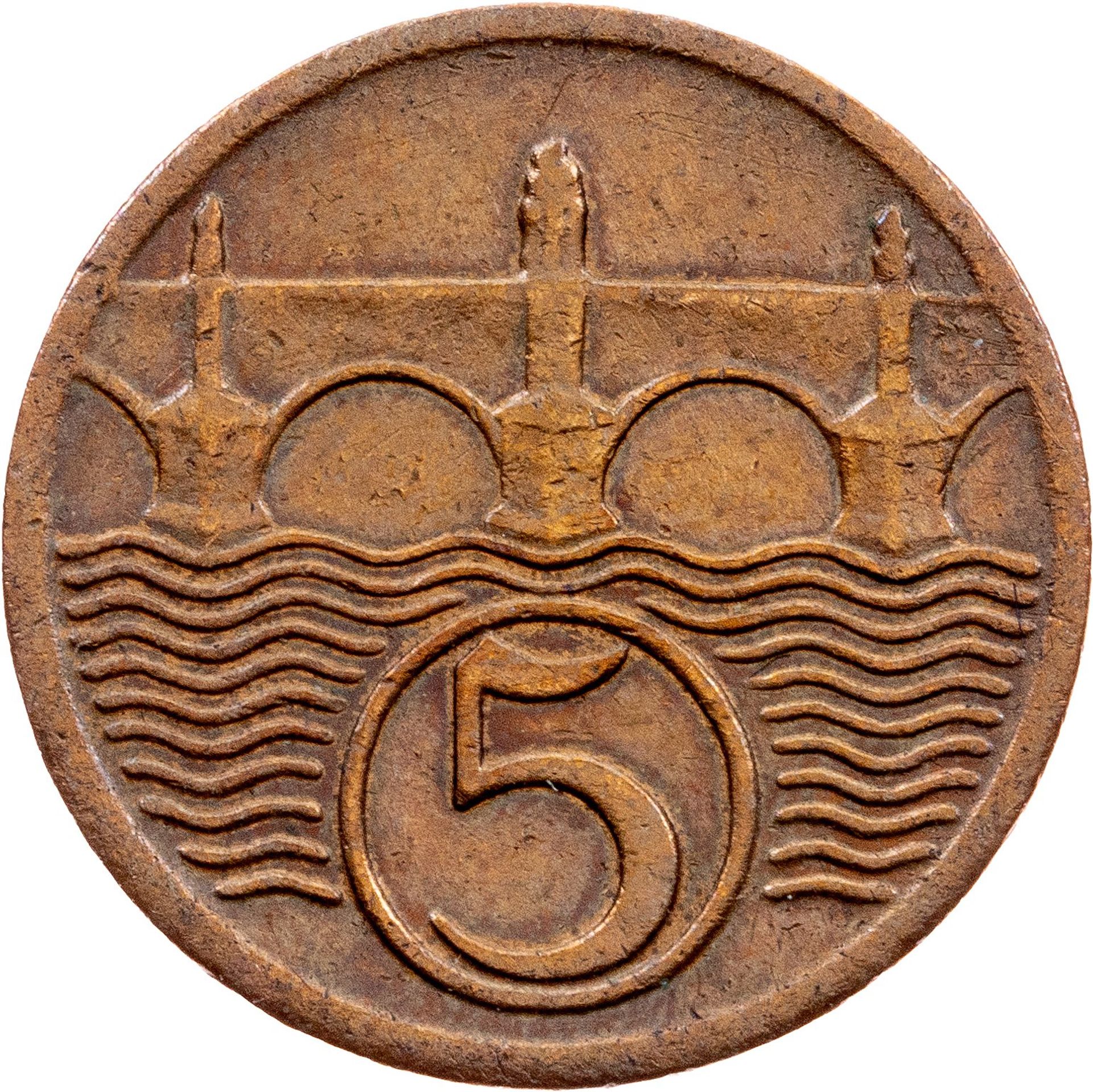 ČSR, 5haléř 1924, vyvolávací cena 190 000 Kč (1) - Aukce mincí (7/23)