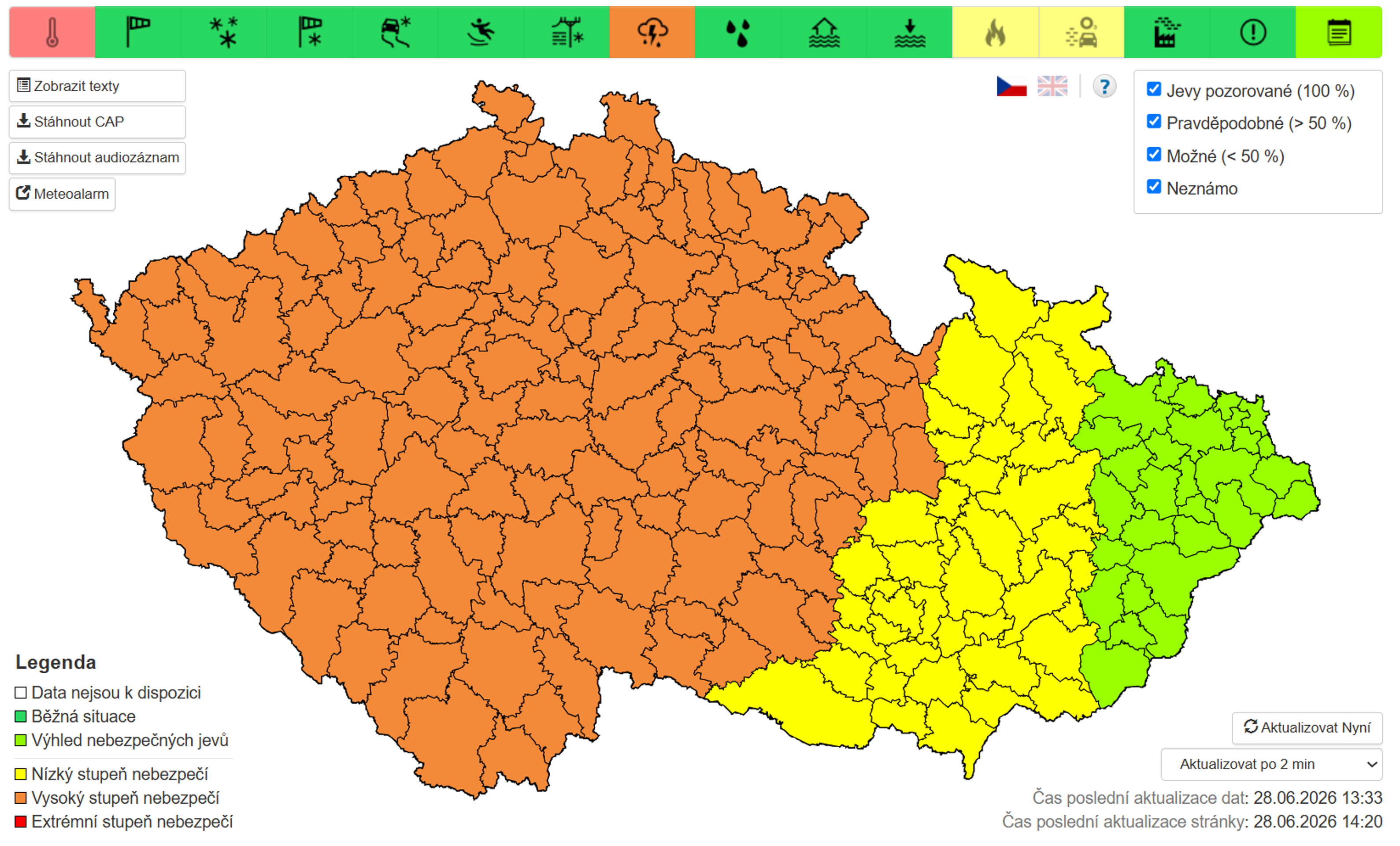 Výstraha před silnými bouřkami (29. 6. 2026) - Na Česko se ženou silné bouřky (1/3)