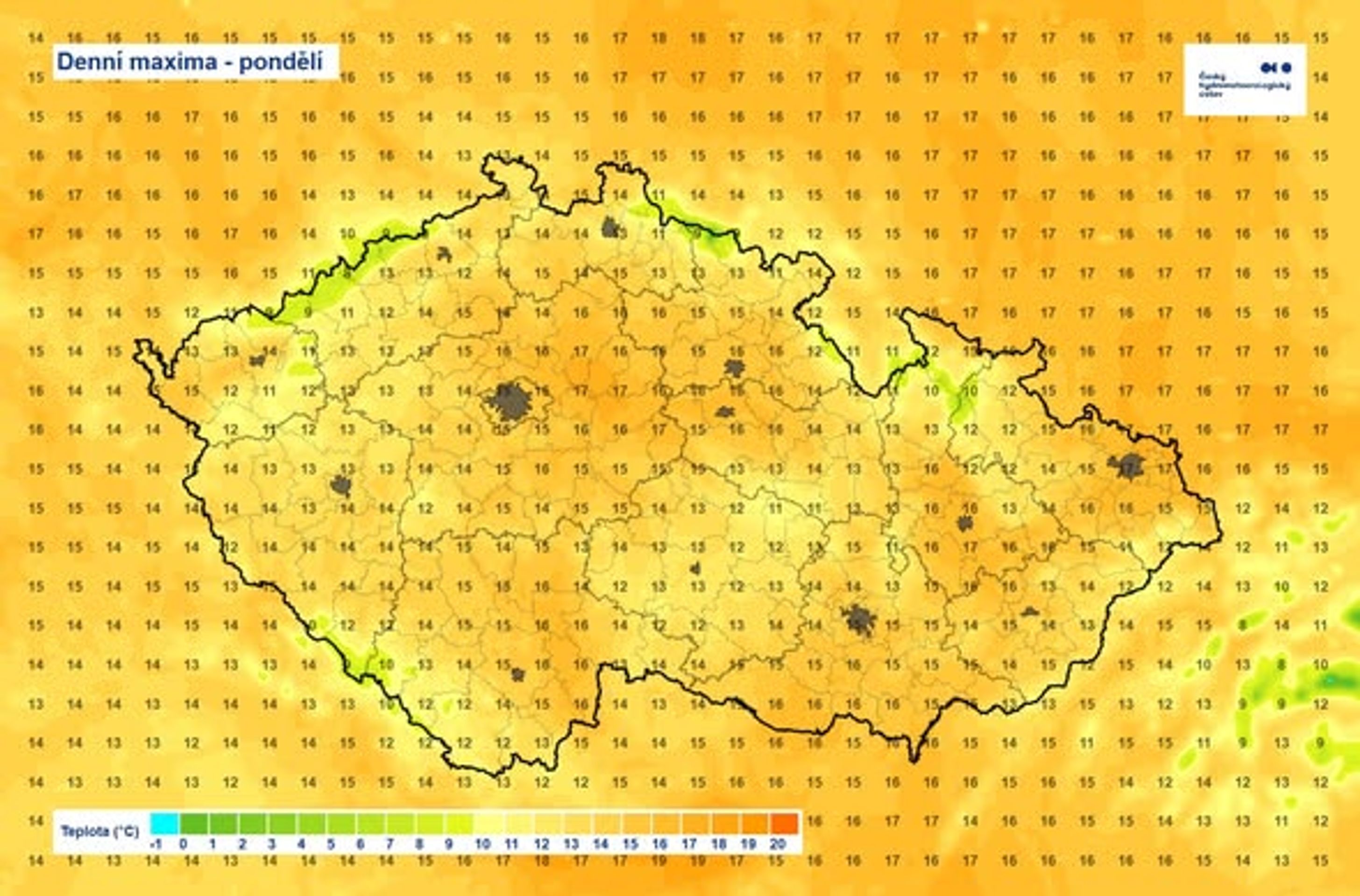 Denní maxima - Předpověď počasí (3/3)