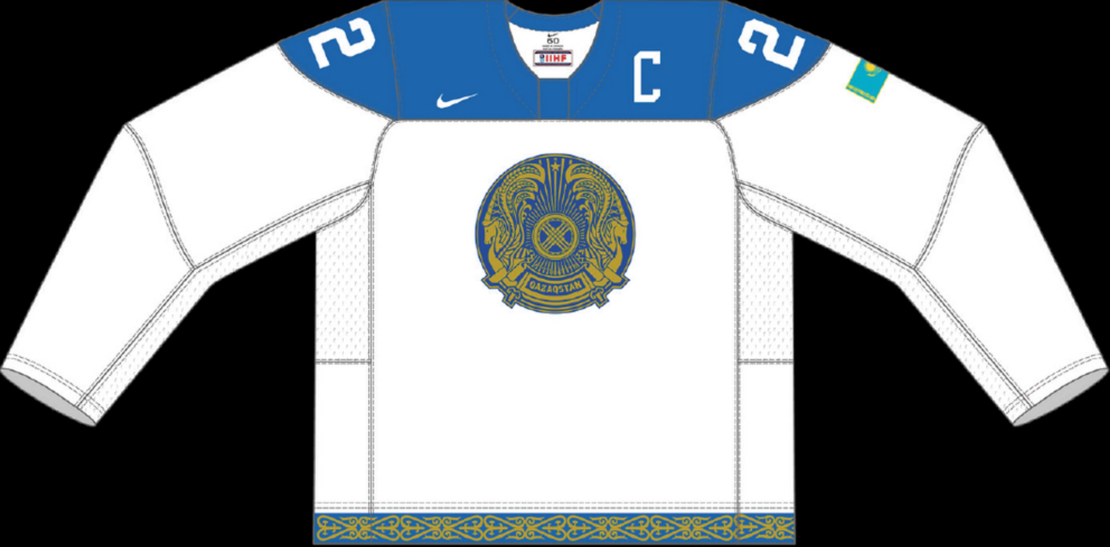 Domácí dres Kazachstánu - GALERIE: Dresy týmů na mistrovství světa v ledním hokeji (11/32)
