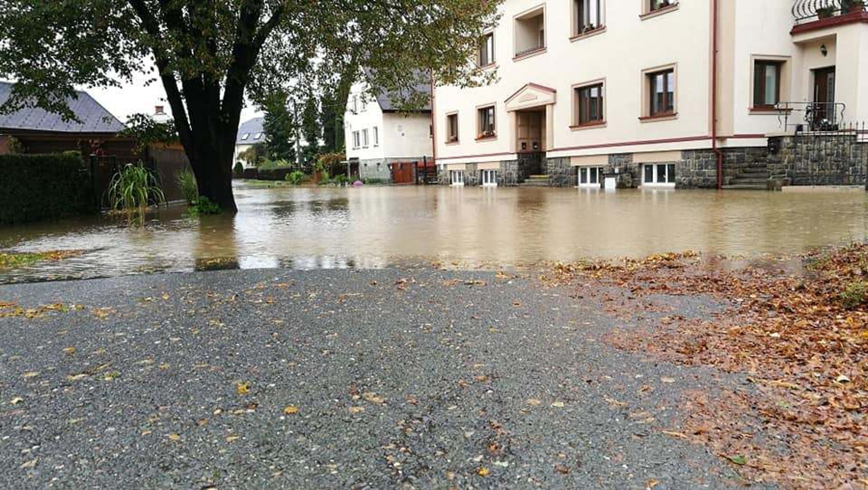 Vylitá řeka Opava v Opavě - 1 - GALERIE: Česko zasáhly povodně, déšť a sníh (31/31)