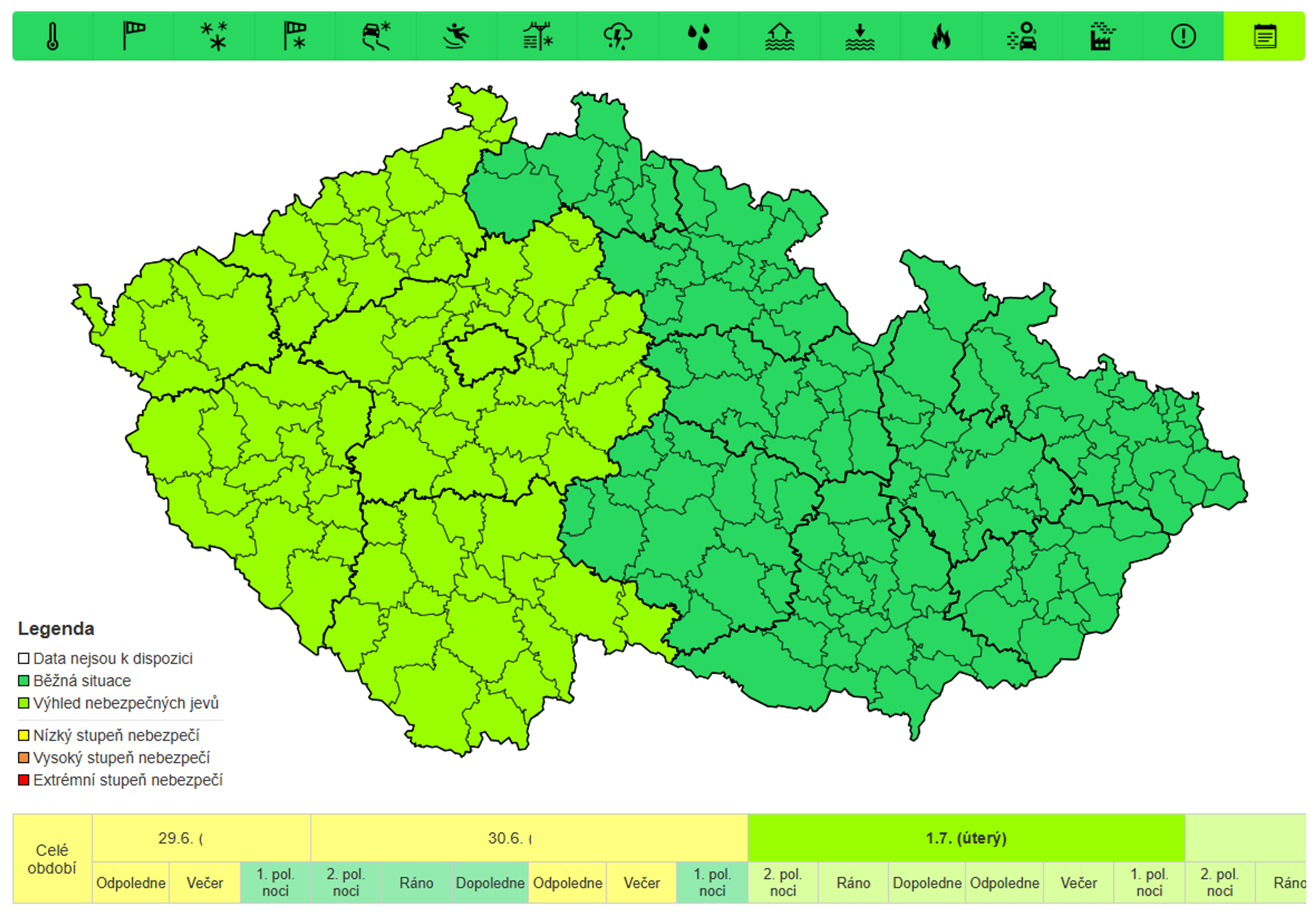 Předběžná výstraha před horkem 1. 7. 2025 - Počasí na týden od 30. června 2025 (2/4)