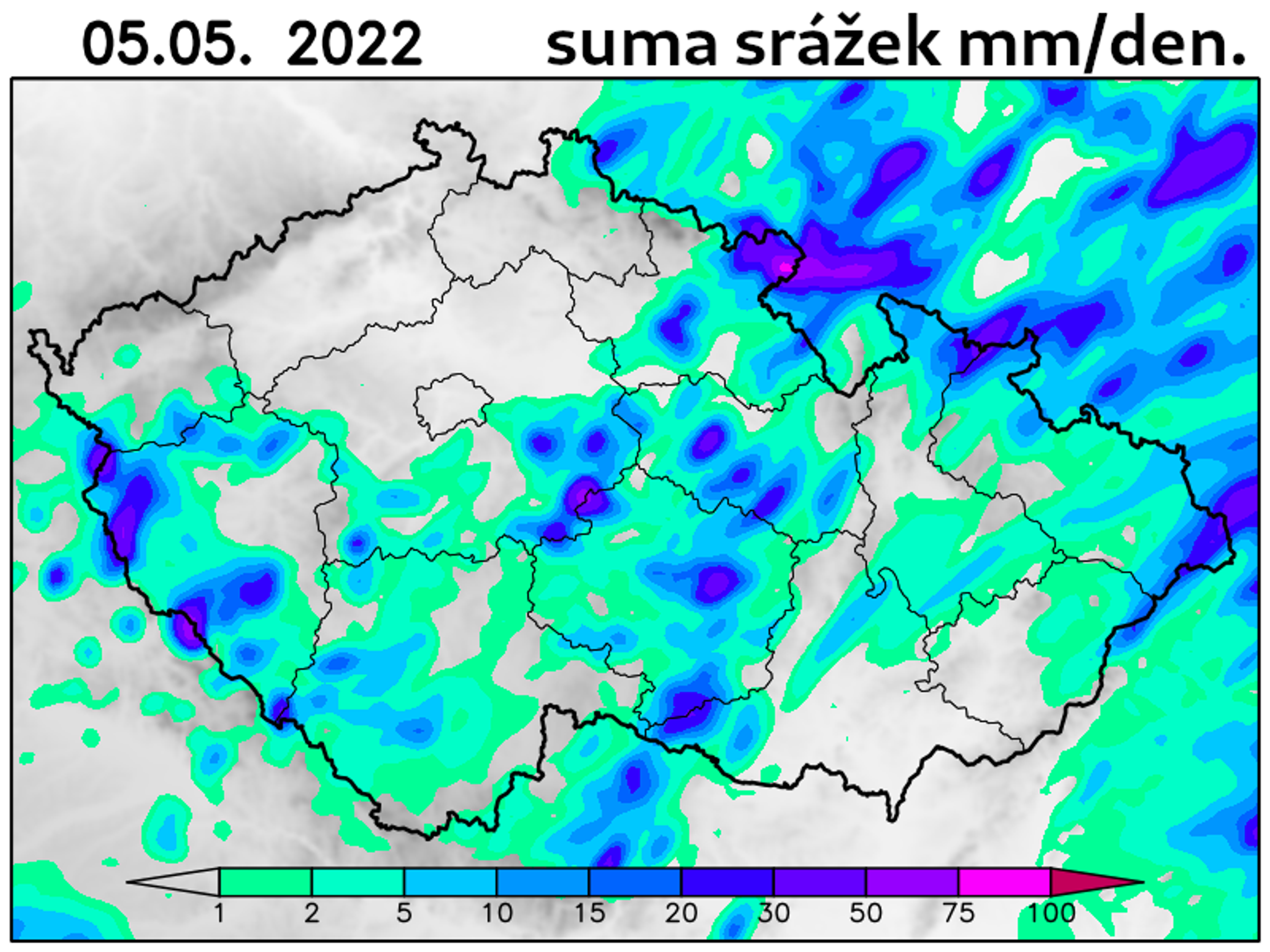 Mapy srážek - čtvrtek - Mapy srážek (1/2)