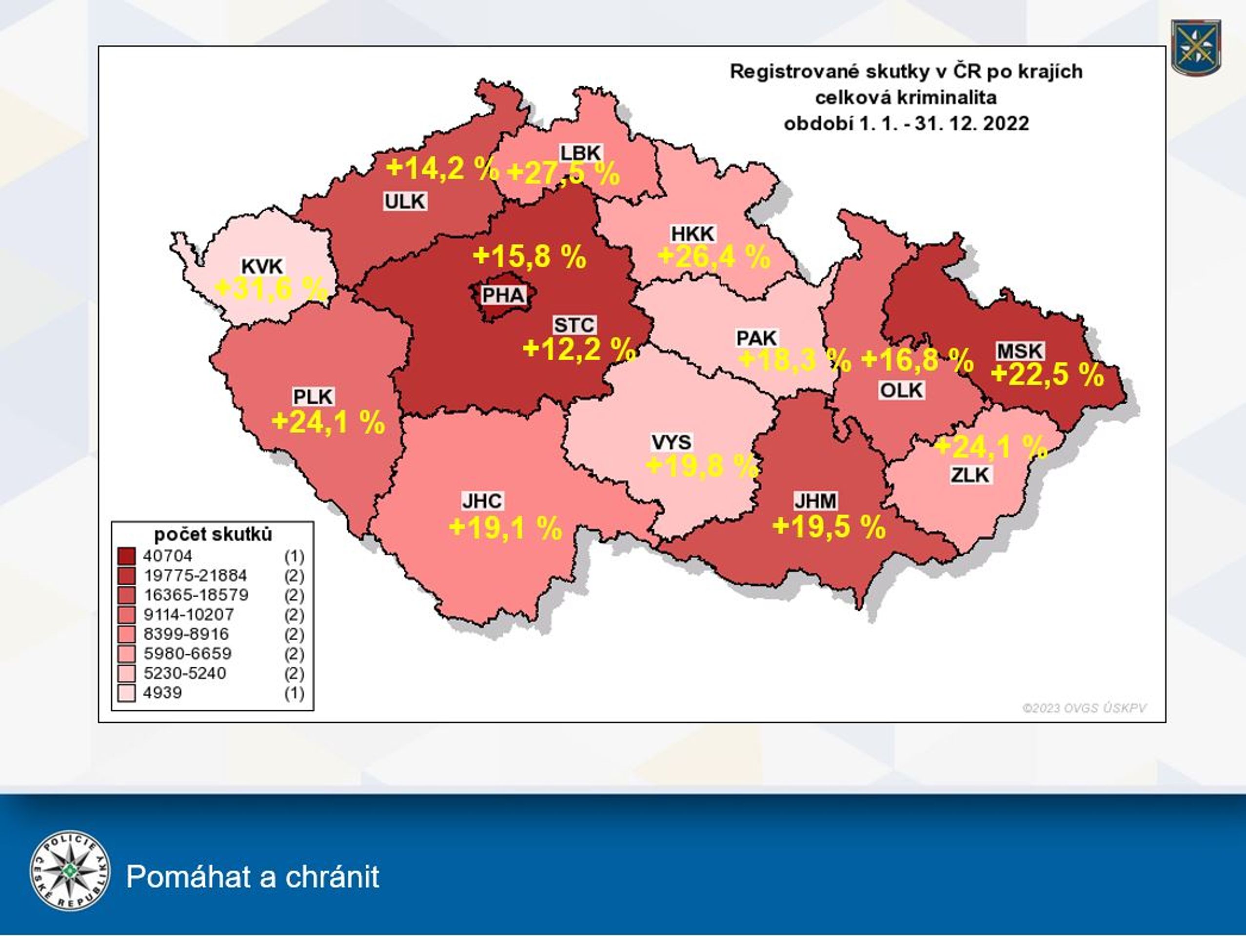 Vývoj registrované kriminality 2022 - Vývoj registrované kriminality v roce 2022 (1/4)