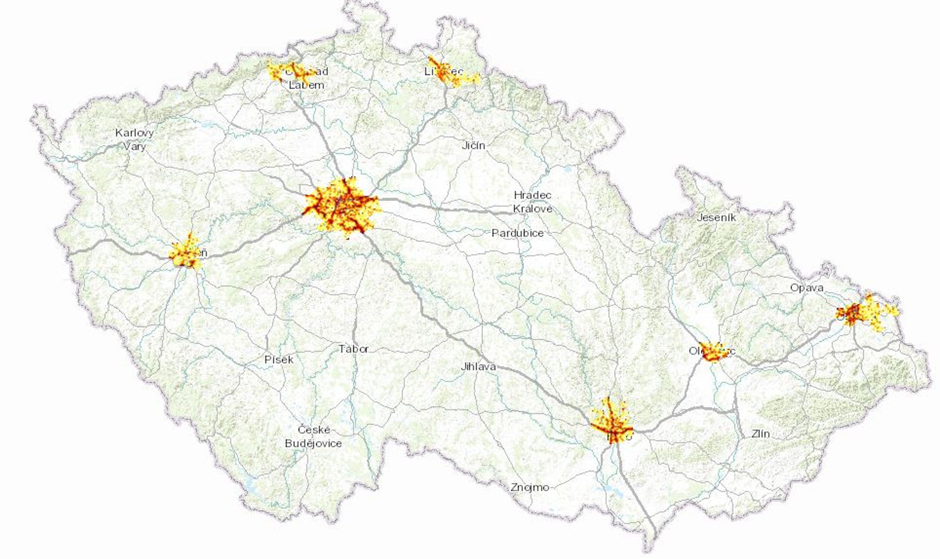 Mapa hluku - městské aglomerace - GALERIE: Mapy hluku (1/4)