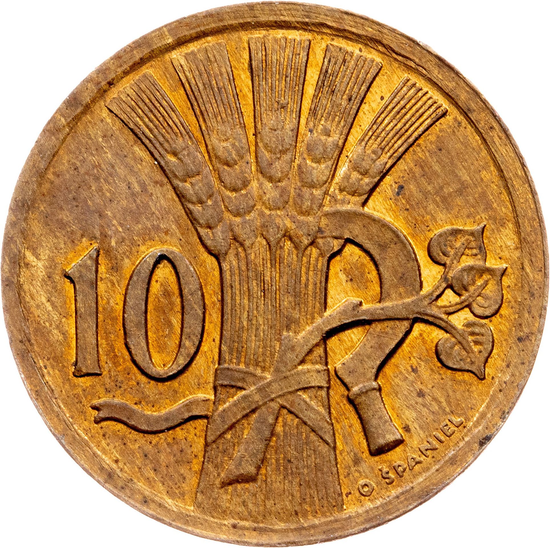 ČSR, 10haléř 1921, zkušební ražba, vyvolávací cena 180 000 Kč (1) - Aukce mincí (10/23)