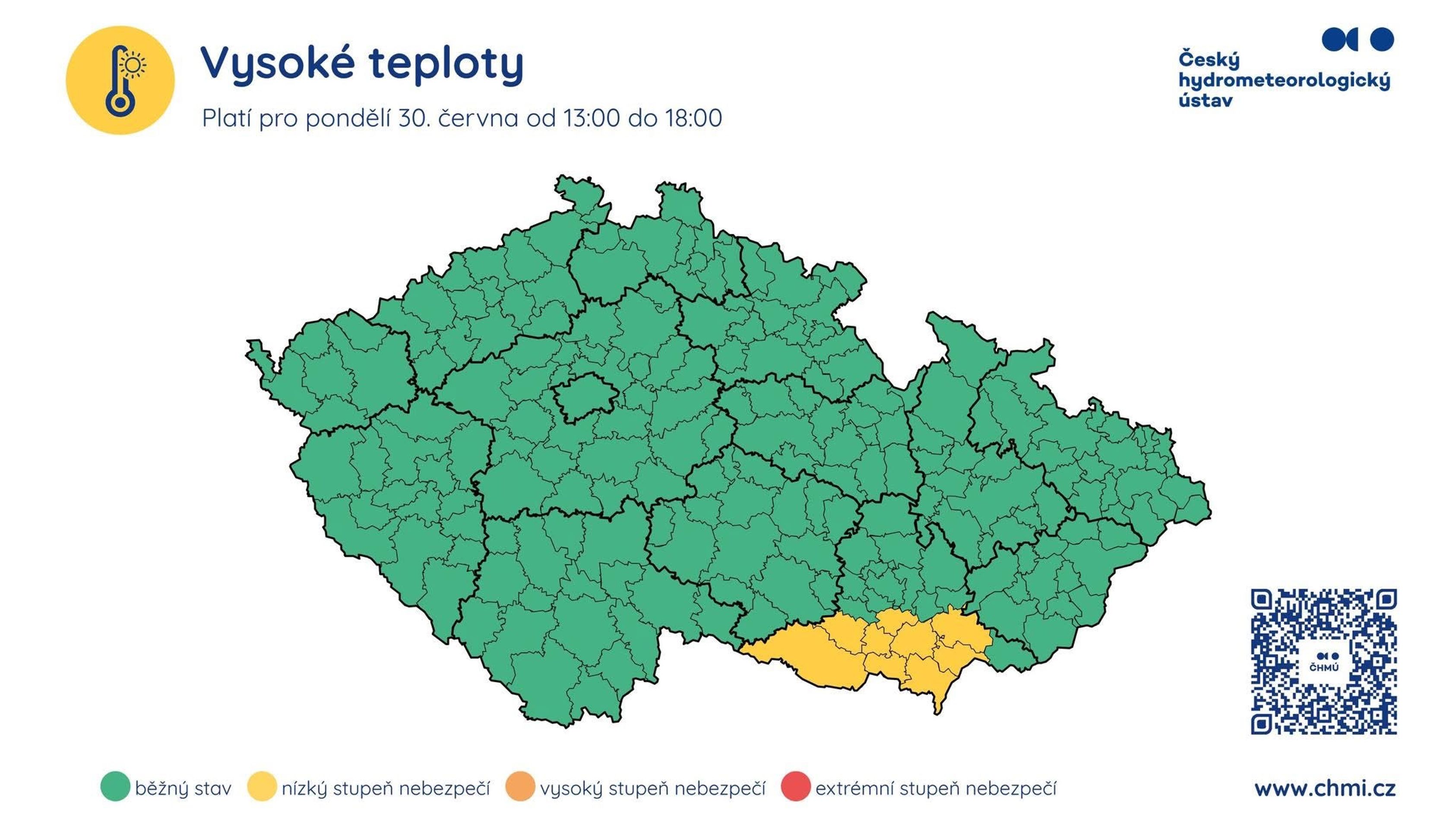 Výstraha před horkem v pondělí 30. června 2025 - Výstraha před horkem 29. 6. - 3. 7. 2025 (2/4)