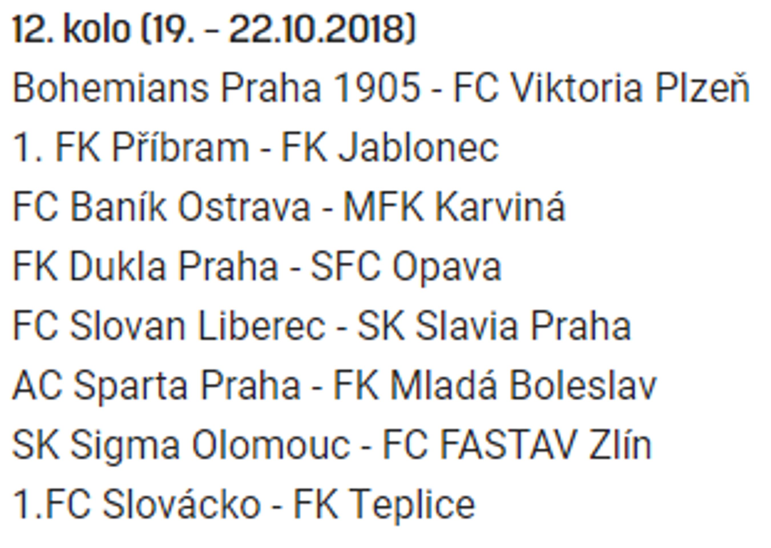 12. kolo - GALERIE: Přehled jednotlivých kol ročníku 2018/19 (12/30)