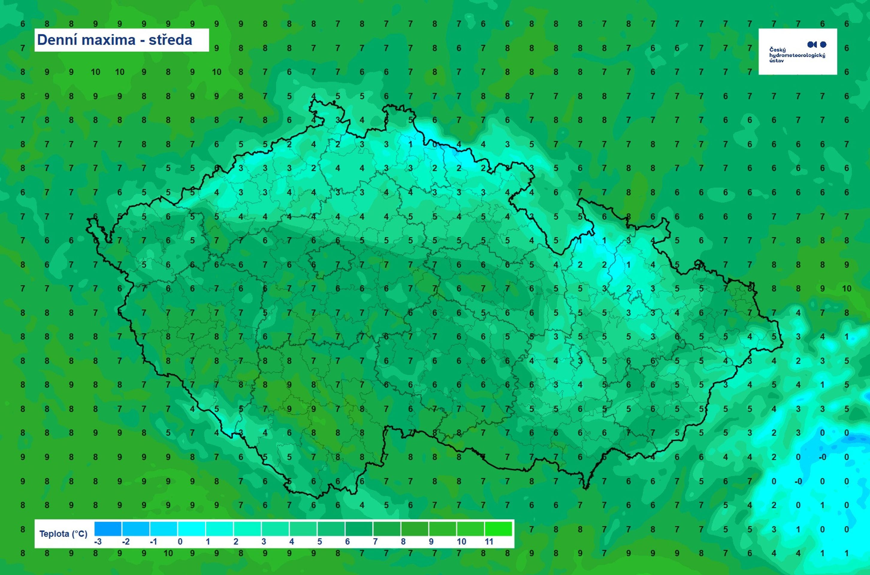 Mapa denních maxim - Mapy ČHMÚ (2/4)