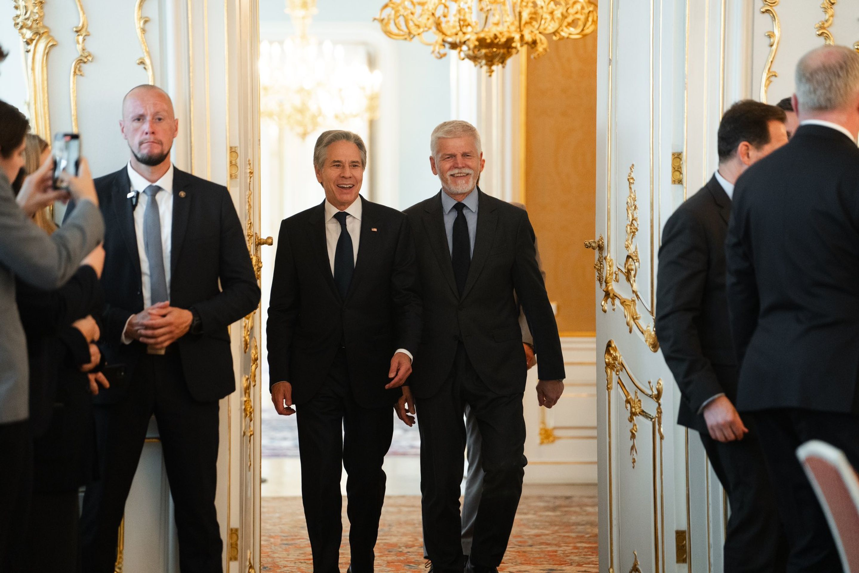 Prezident Petr Pavel a ministr Antony Blinken na Pražském hradě - Jens Stoltenberg a Anthony Blinken v Praze (8/17)