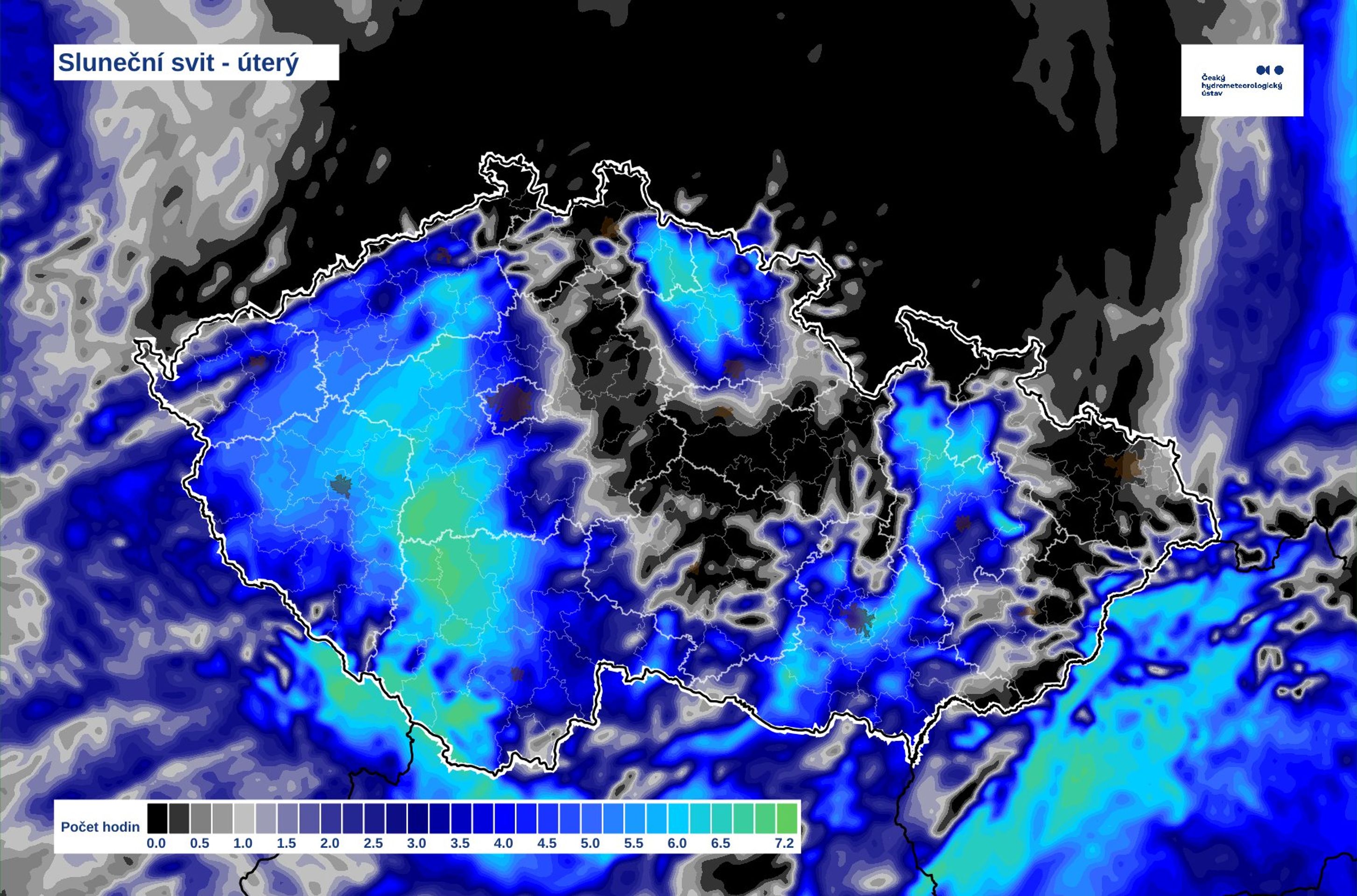 Sluneční svit – úterý - Předpověď na vánoční týden (1/5)
