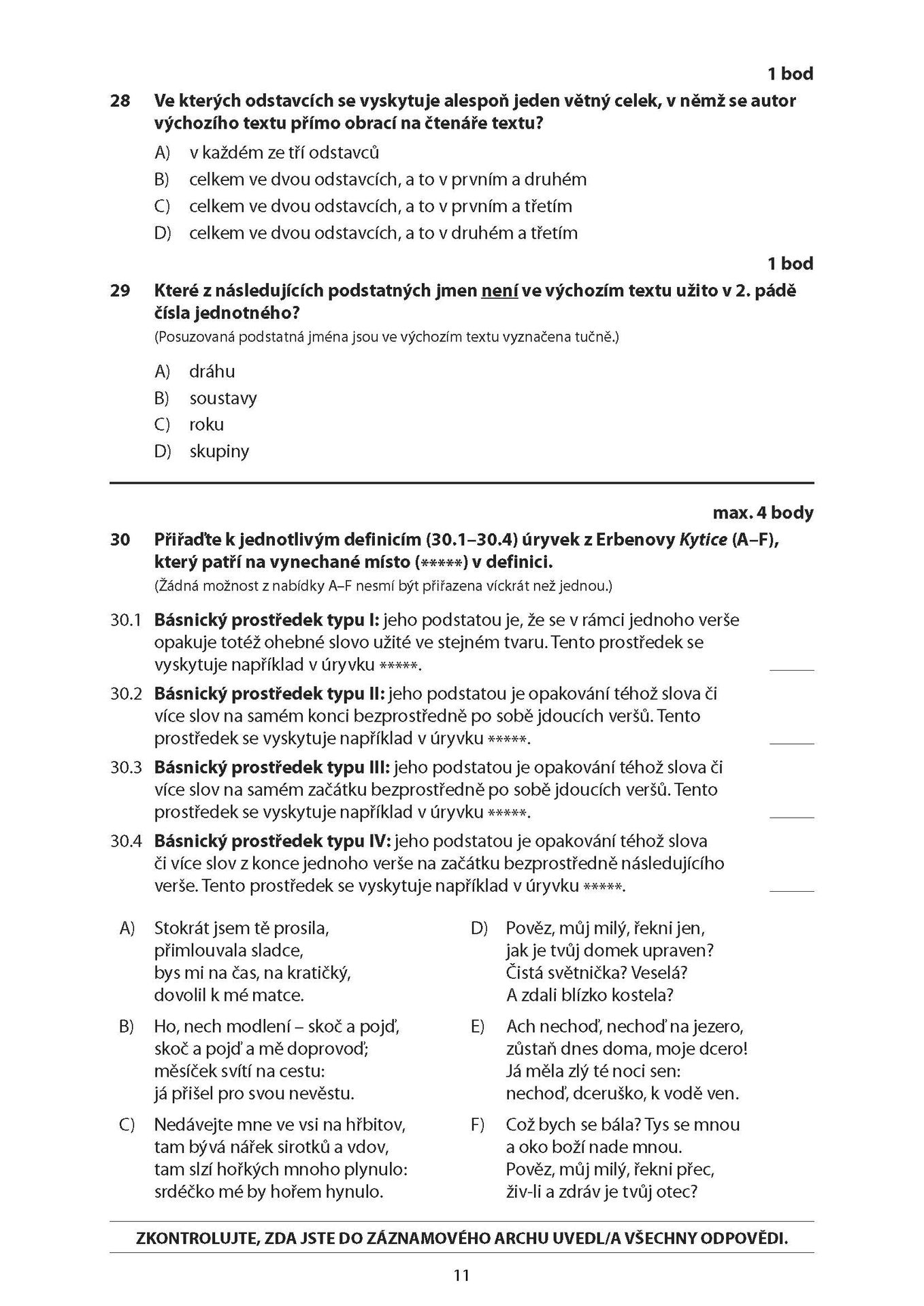 Přijímací zkoušky z českého jazyka a literatury - Přijímací zkoušky 2026 (23/23)