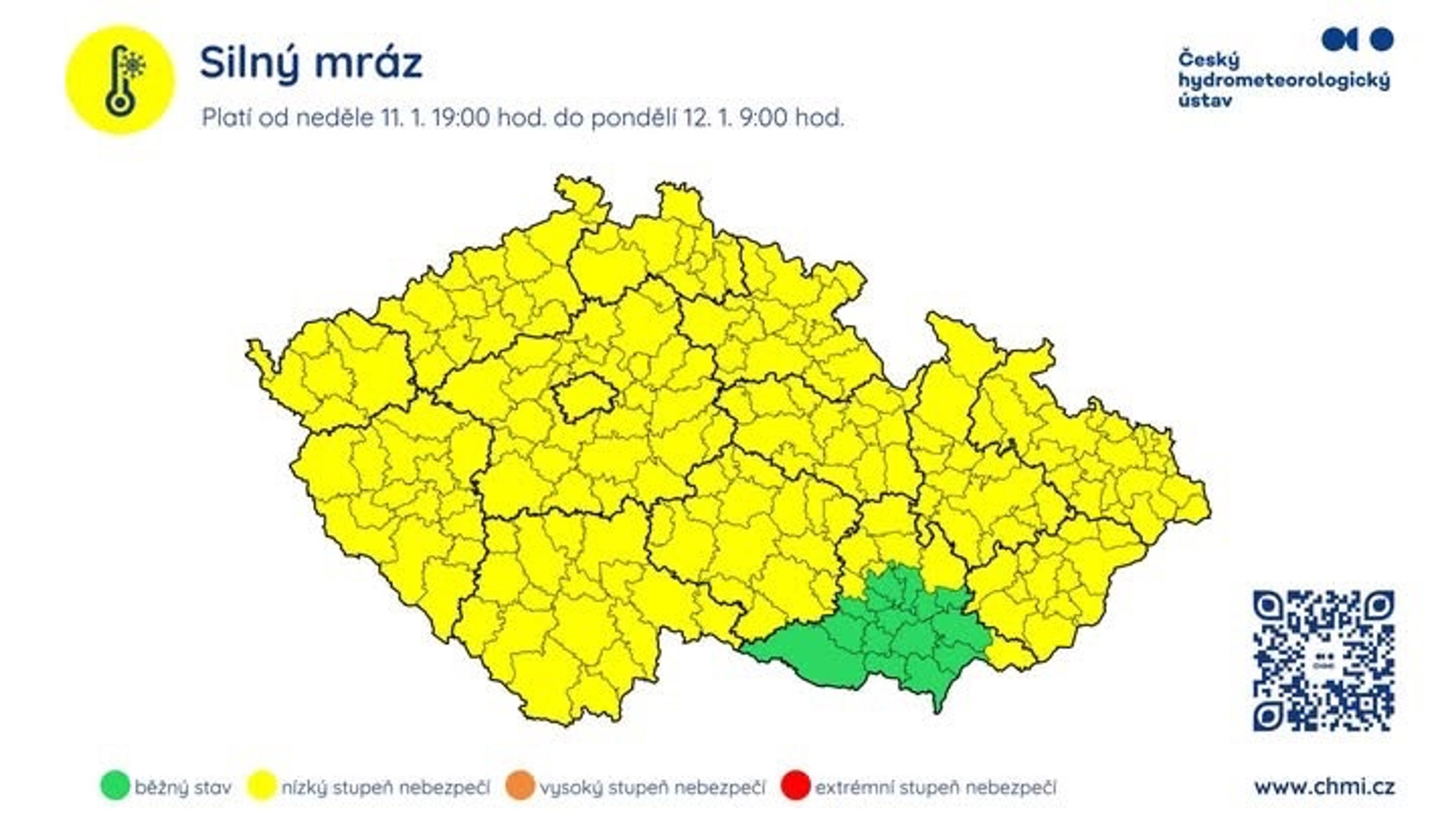 Výstraha před silným mrazem od nedělních 19 hodin - Výstrahy (2/4)