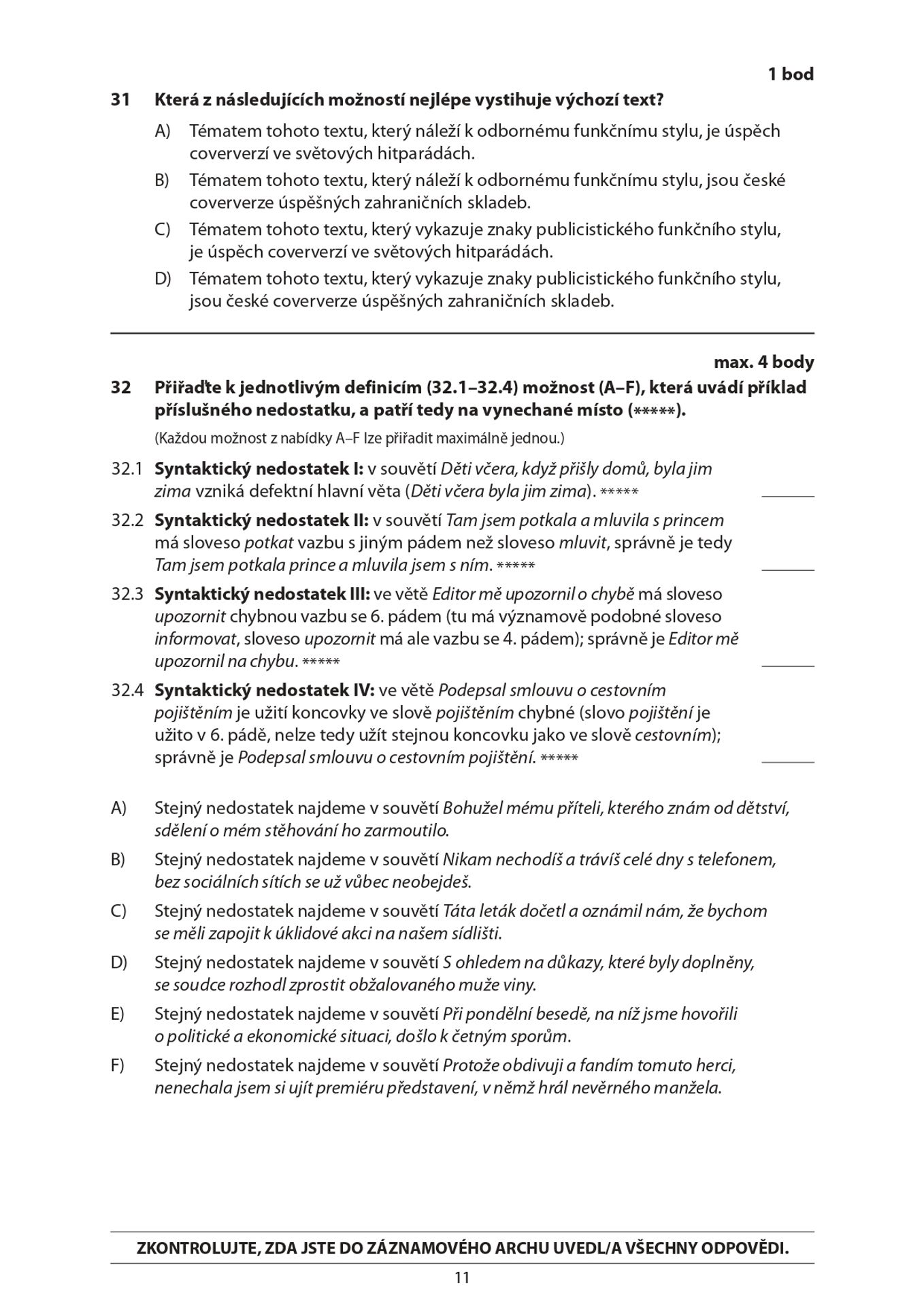 Didaktický test z českého jazyka 2025 (11) - Didaktický test z českého jazyka 2025 (11/11)