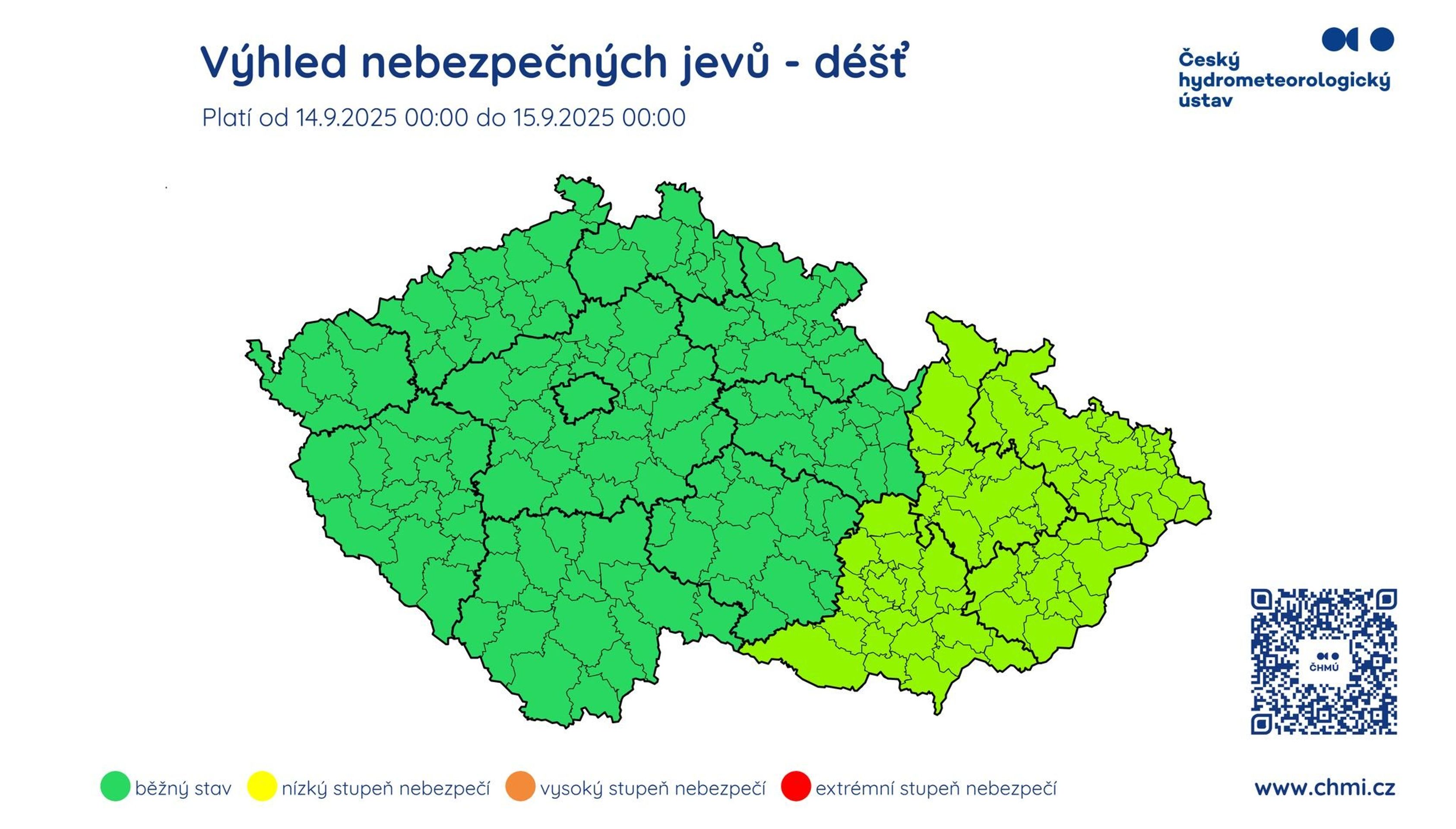Výhled nebezpečných jevů – déšť - Předpověď ČHMÚ na víkend (4/6)