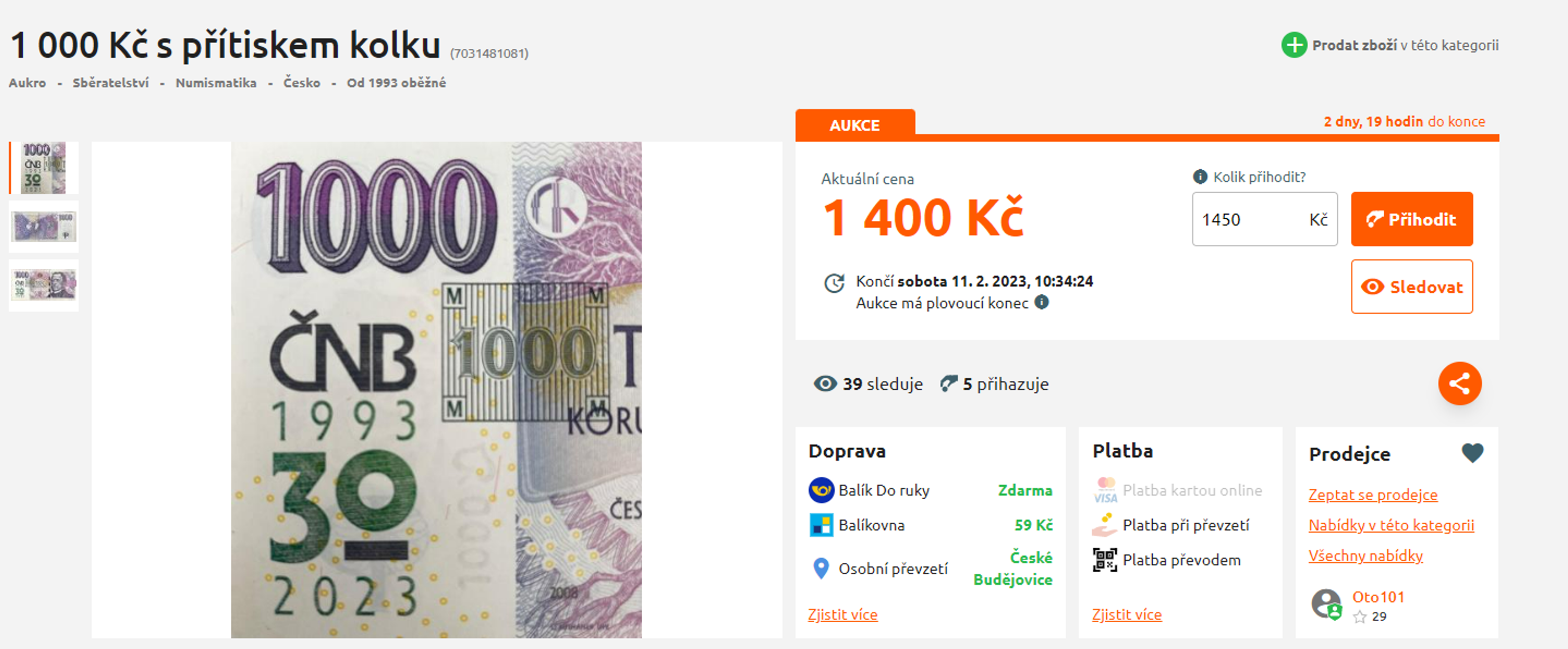 Nabídka prodeje výroční tisícikoruny 2 - Nabídky prodeje výročních tisícikorun (4/5)
