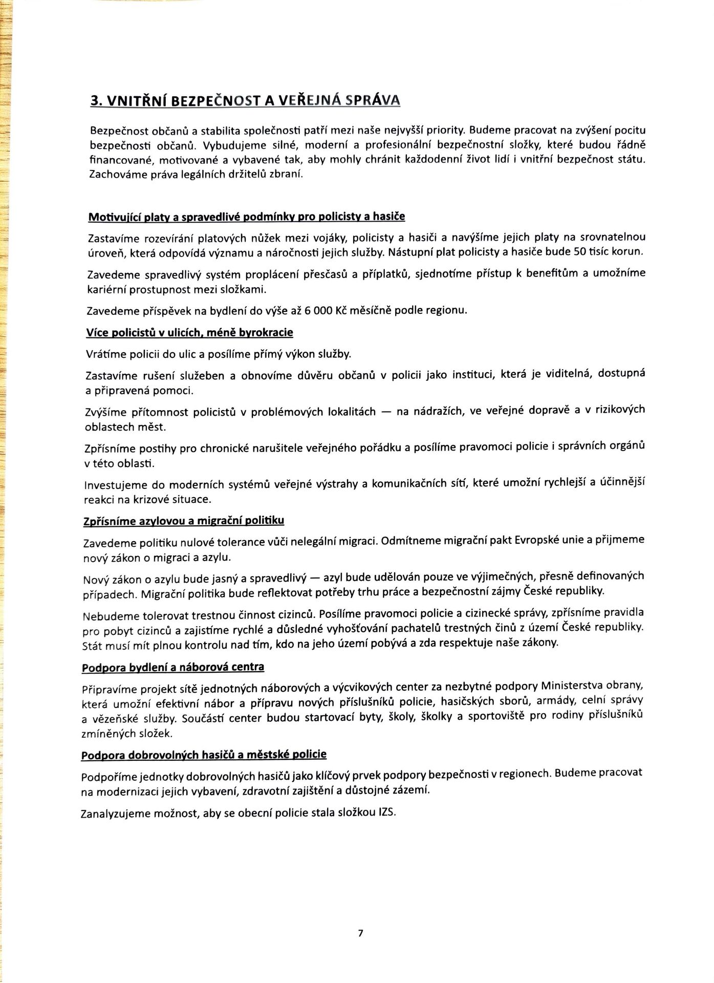 Návrh programového prohlášení vlády ČR – listopad 2025 (7) - Návrh programového prohlášení vlády ČR – listopad 2025 (7/38)