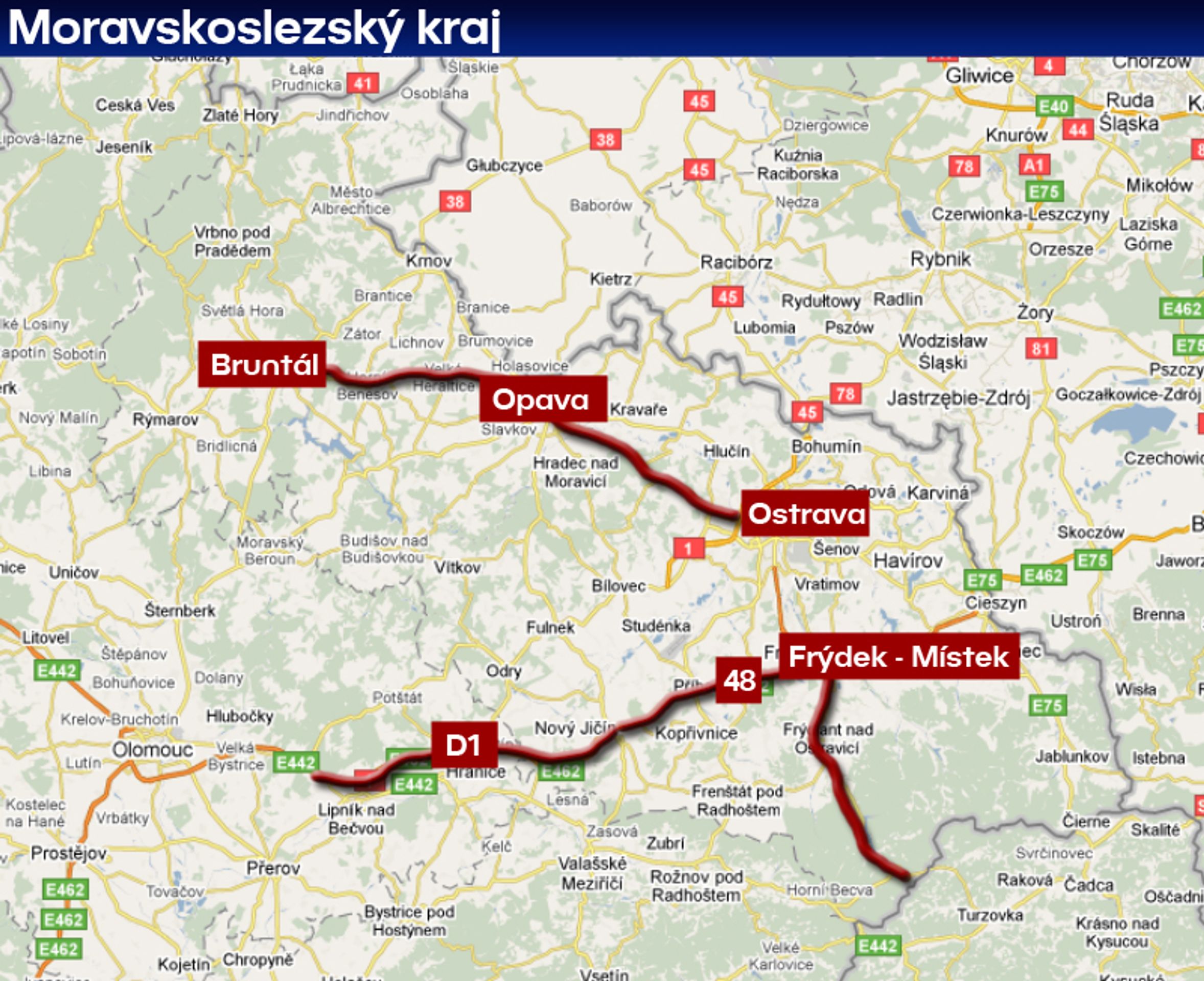 Místa dopravních kontrol - Moravskoslezský kraj - GALERIE: Kde se mohou objevit dopravní kontroly? KRAJE (4/9)