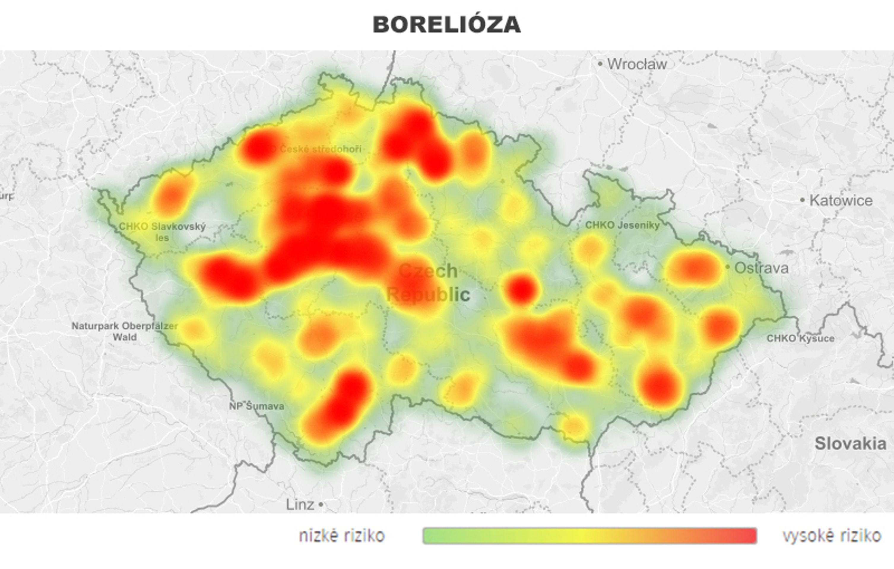 Mapa aktivity klíšťat na území České republiky - BORELIÓZA - GALERIE: Mapa aktivity klíšťat na území České republiky (3/7)
