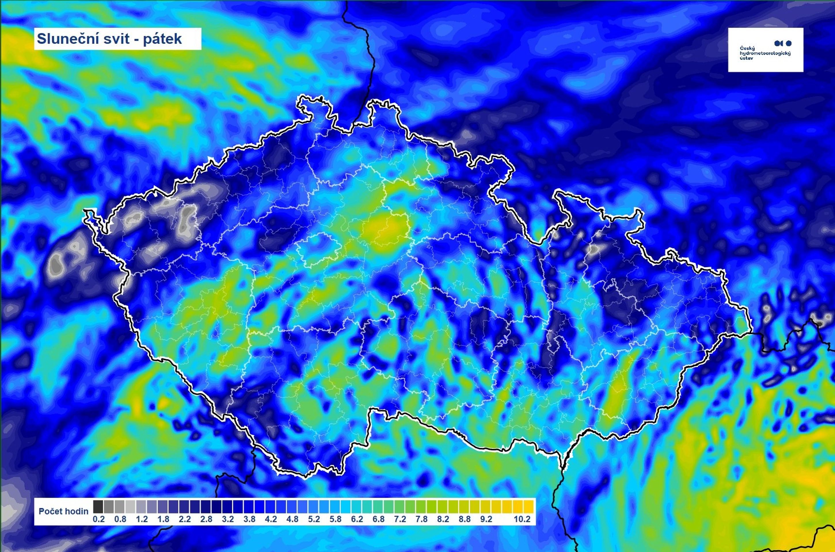 Sluneční svit – pátek - Předpověď počasí (2/3)