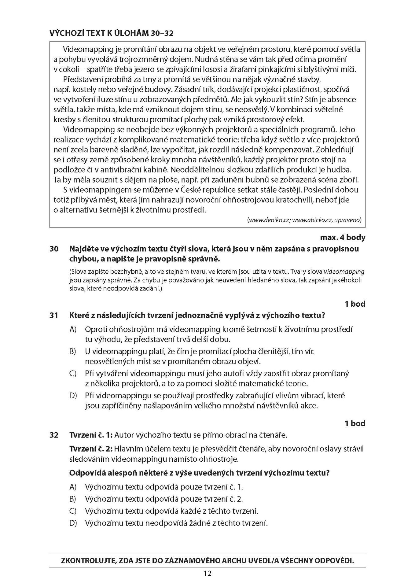 CJL_2026j_TS_Stránka_12 - Maturitní zkouška z češtiny a literatury – jarní termín 2026 (12/14)