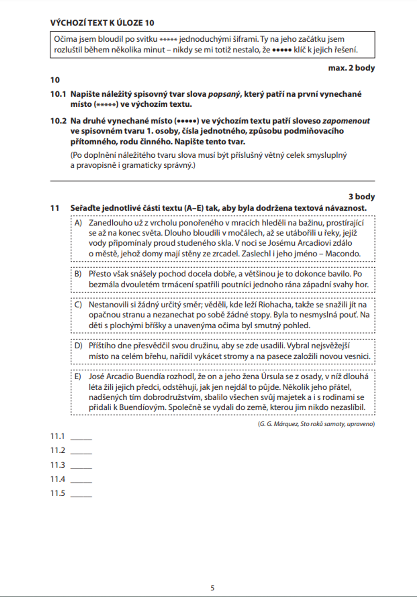Maturita z češtiny 4 - Zadání didaktického testu z českého jazyka (4/11)