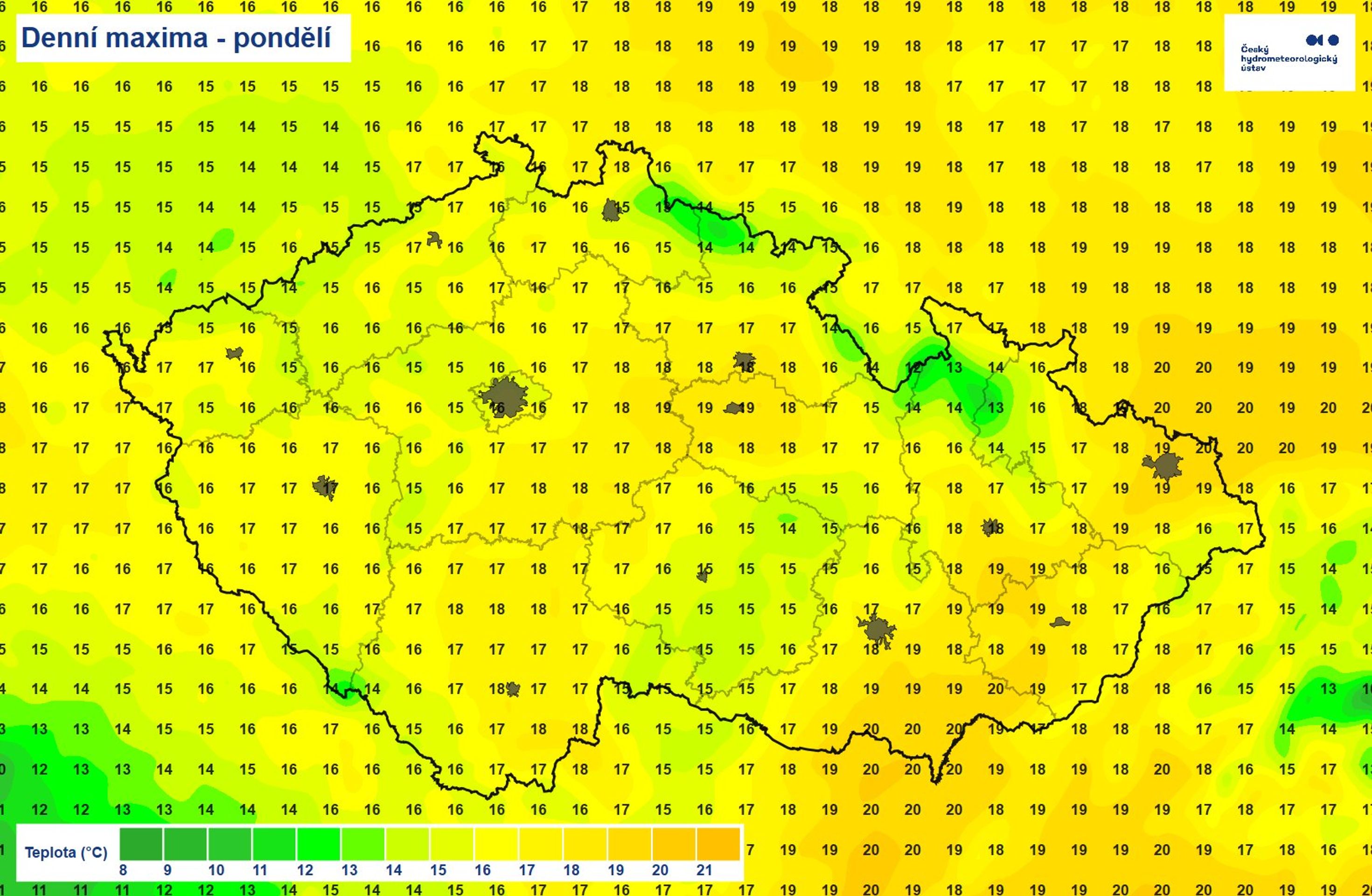 Mapa počasí  - Počasí podle ČHMÚ (2/3)