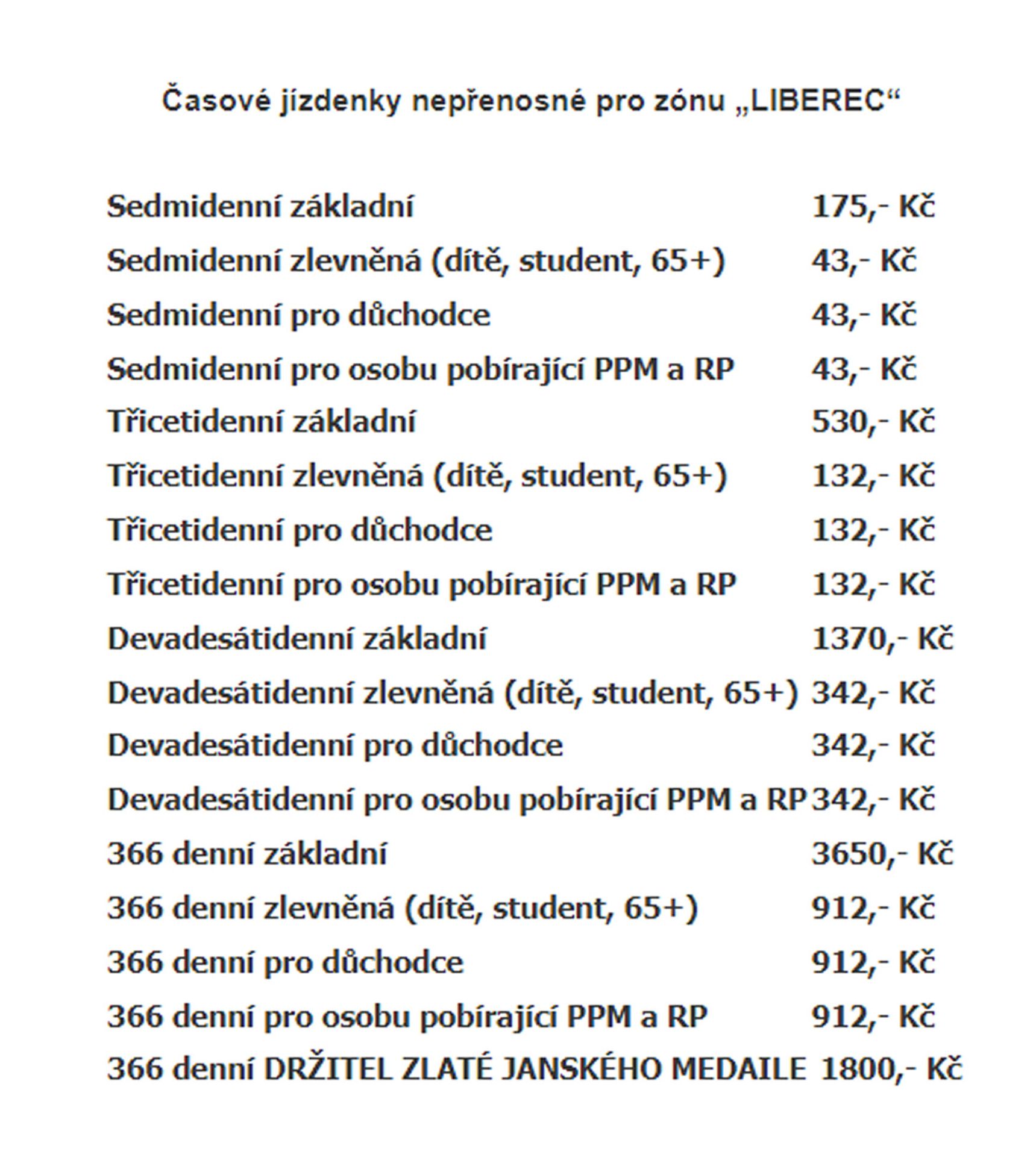 JÍZDNÉ Dopravní podnik měst Liberce a Jablonce (1) - Cena jízdného (2/8)
