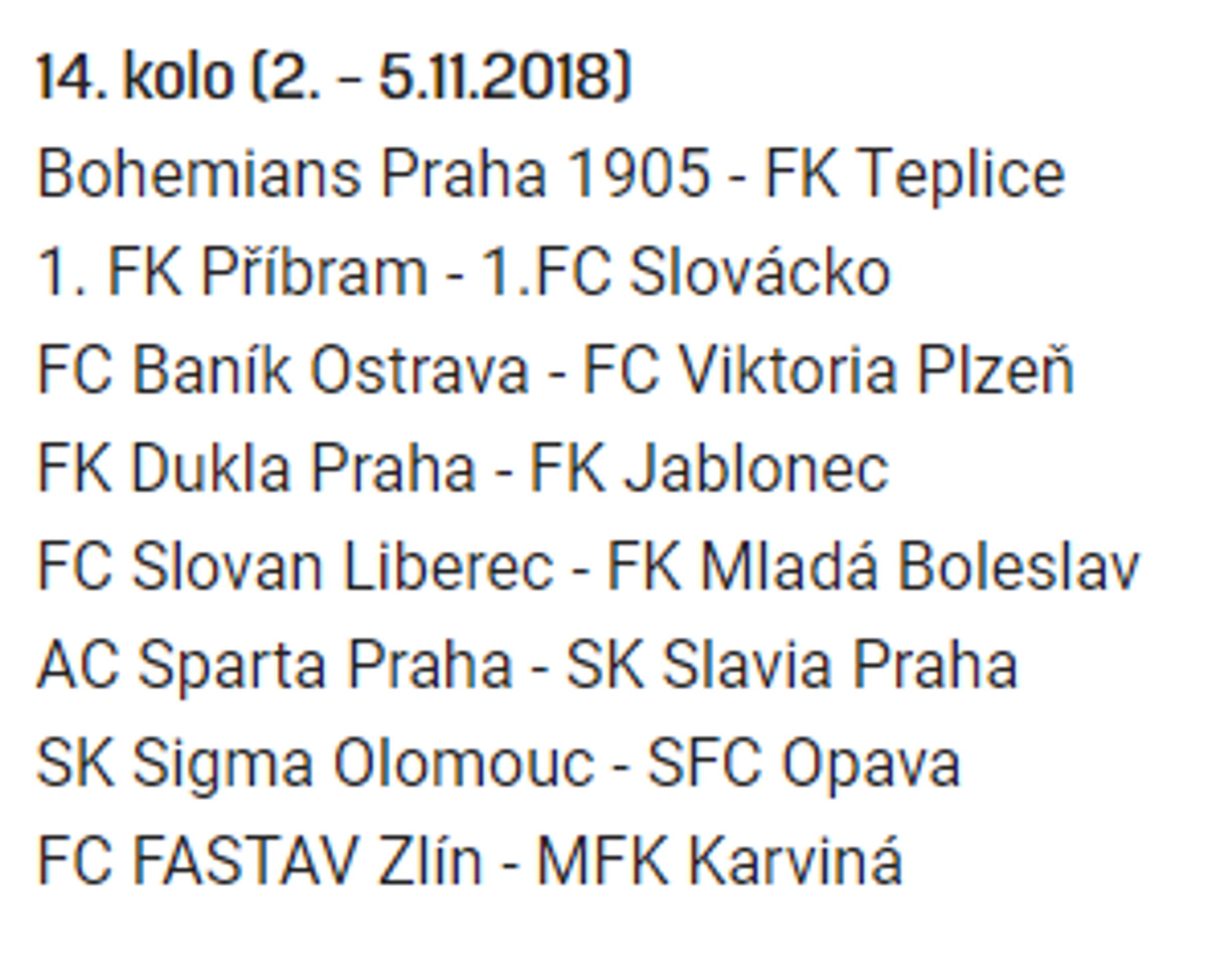 14. kolo - GALERIE: Přehled jednotlivých kol ročníku 2018/19 (14/30)