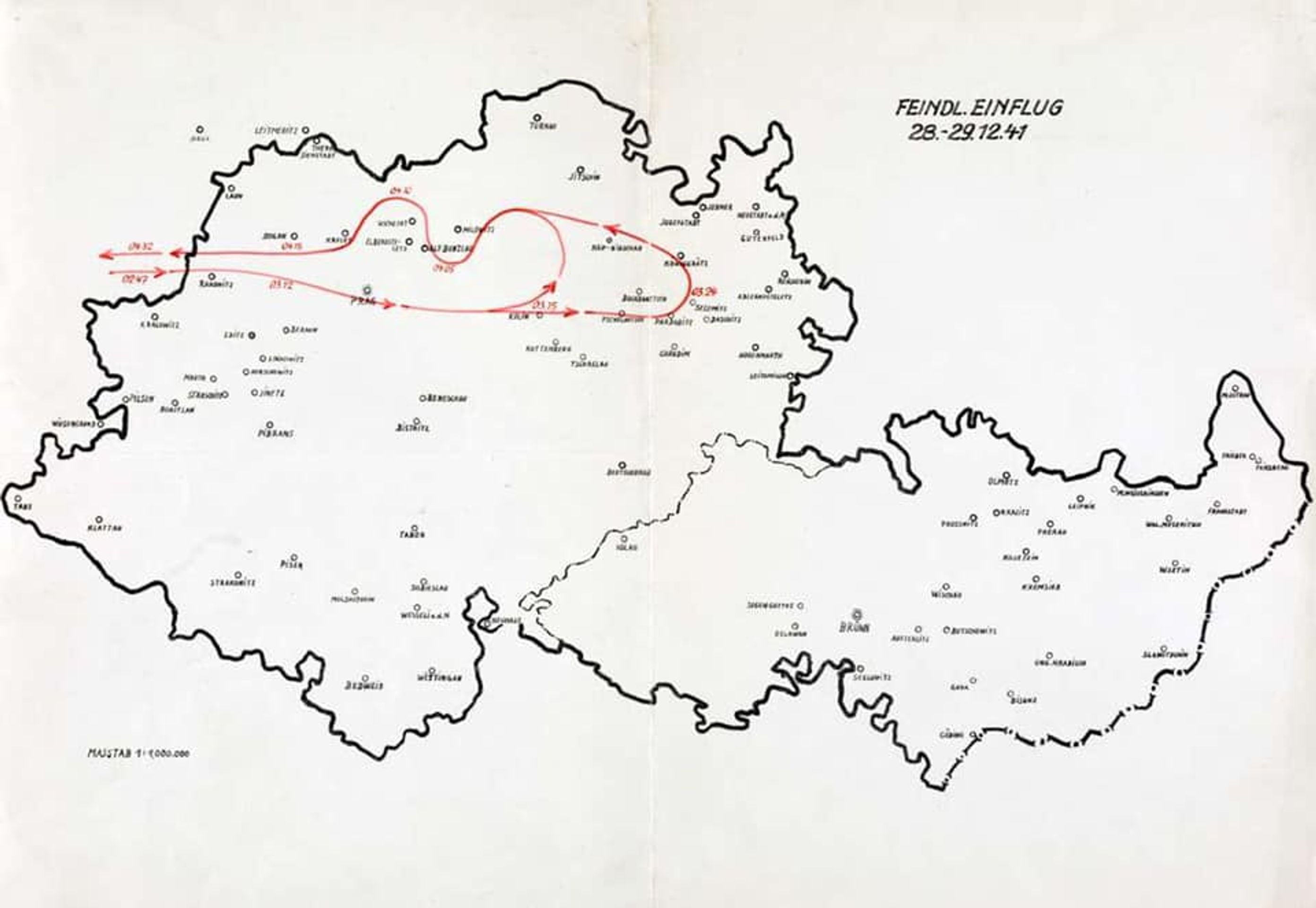 Trasa přeletu bombardéru s parašutisty nad protektorátem - Výsadek Anthropoid (4/5)