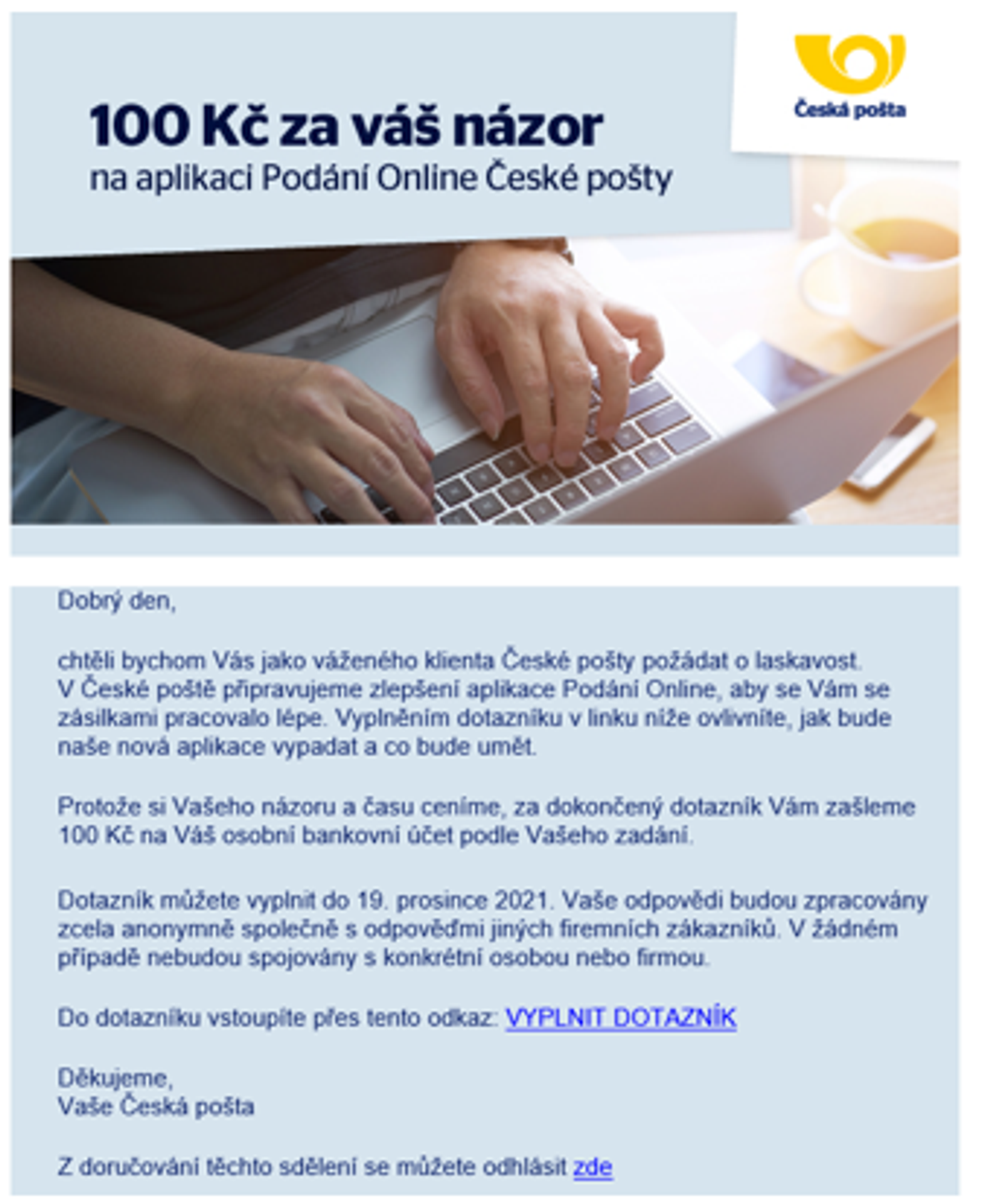 falešný e-mail - Falešné e-maily vydávající se za Českou Poštu (3/14)