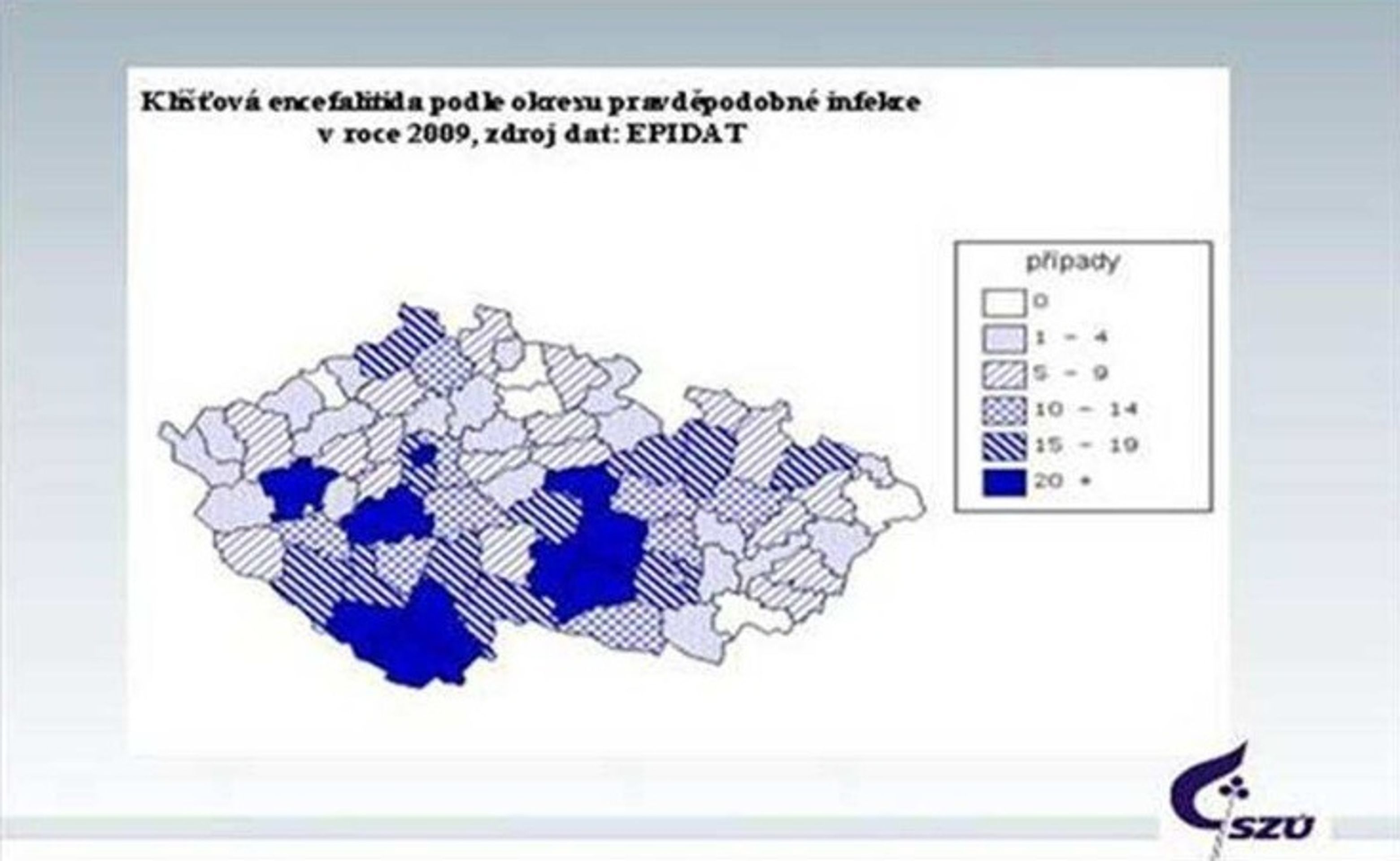 MAPY: Výskyty klíšťové encefalitidy 2009 - GALERIE: MAPY: Výskyty klíšťové encefalitidy 2000 - 2012 (4/6)