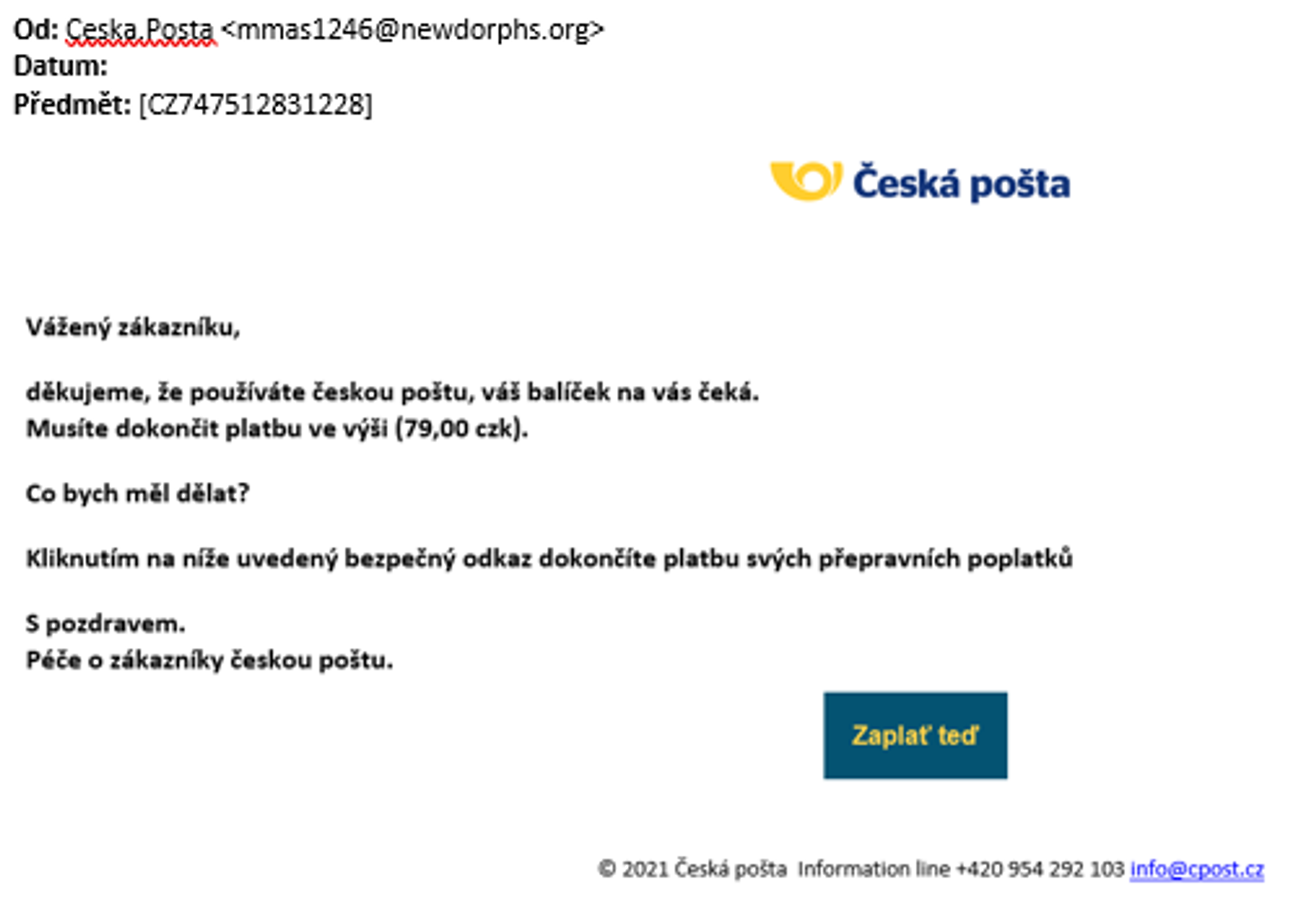 13-12 - Falešné e-maily vydávající se za Českou Poštu (8/14)