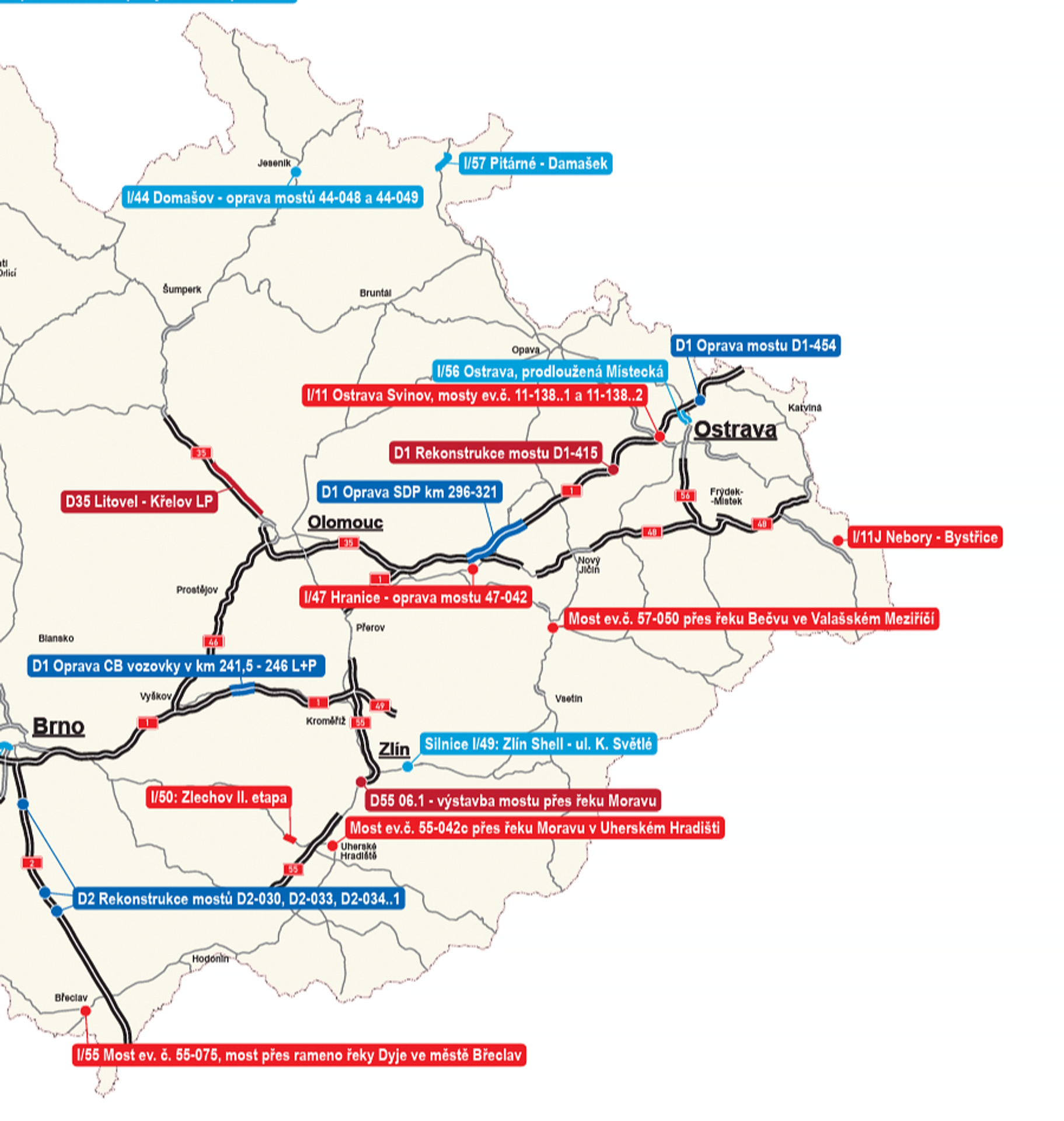 Mapa nejvýznamnějších letních omezení - Mapa nejvýznamnějších letních omezení (3/3)