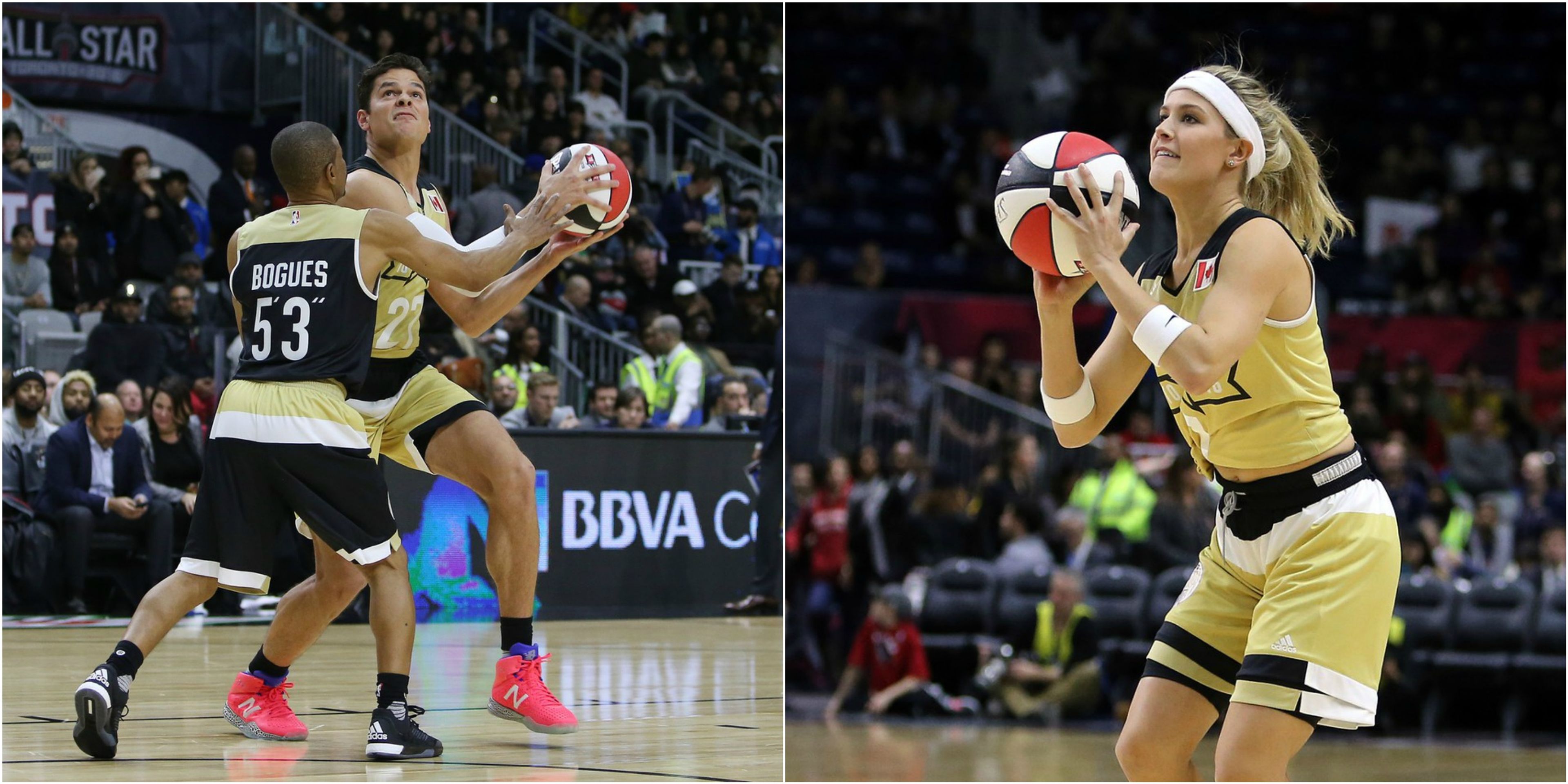 Milos Raonic a Eugenie Bouchardová - GALERIE: Eugenie Bouchardová a Milos Raonič v NBA (6/6)