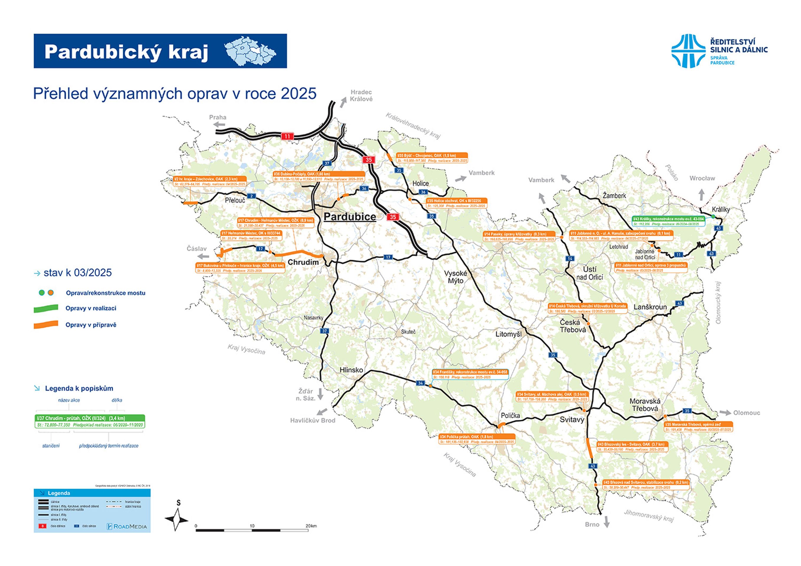 Pardubický kraj - mapa oprav - Mapy oprav a výstavby (16/26)