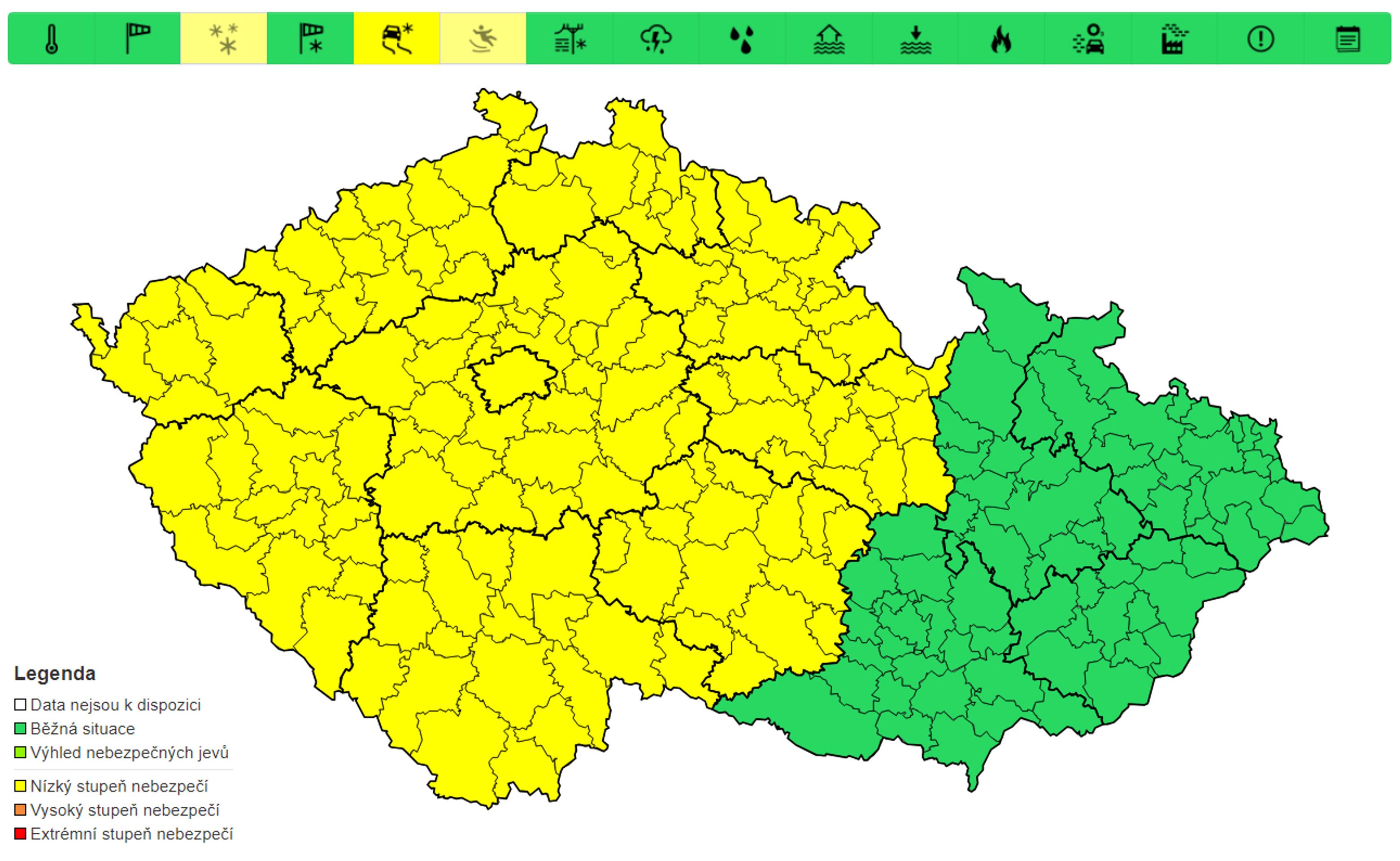 Výstraha před náledím, 13. 2. a 14. 2. 2025 - Výstrahy na nejbližší dny (3/3)